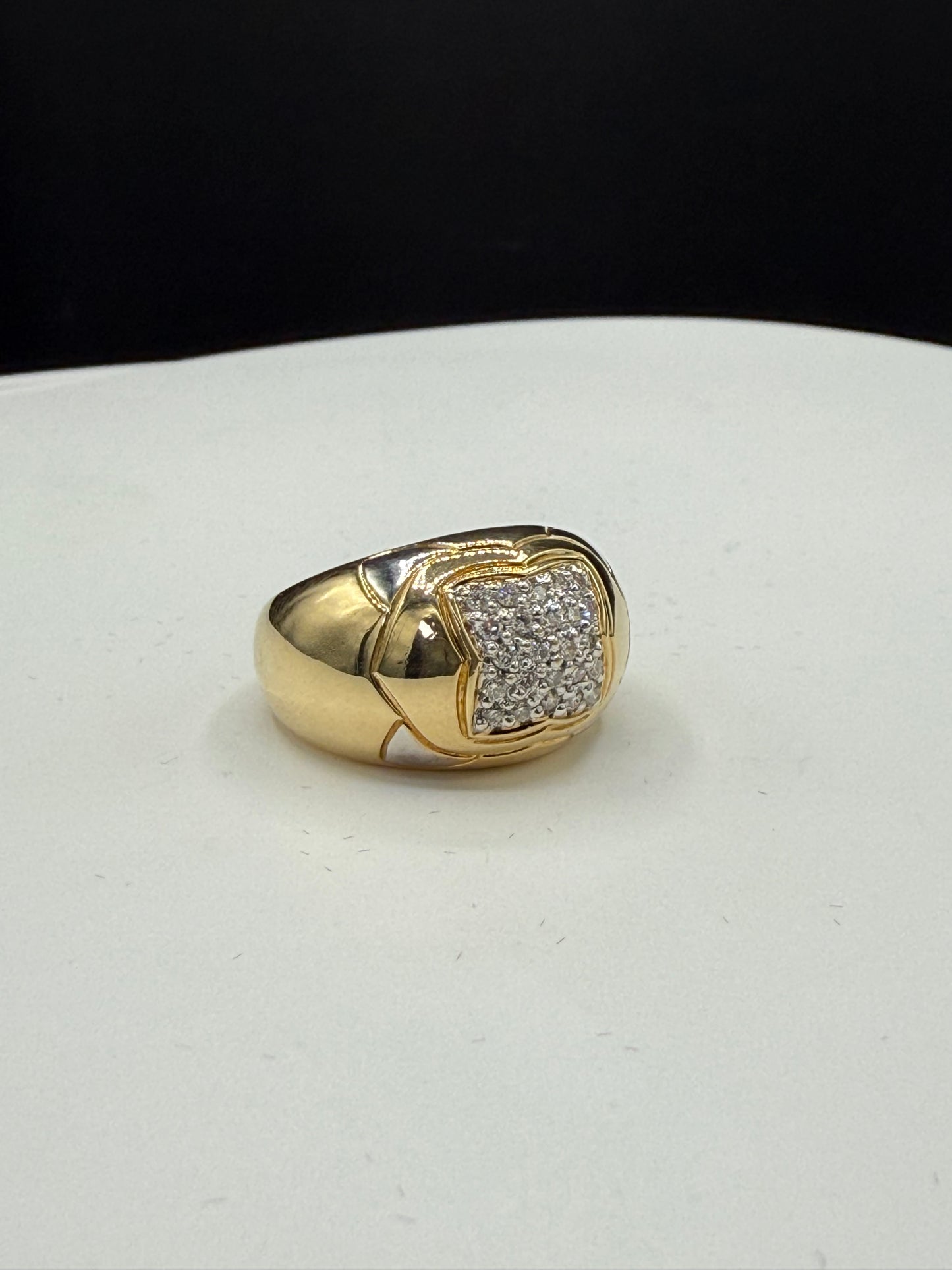 Natural Diamond 18k Yellow Gold Unisex Chunky Ring – 0.50 CTW, 8.5g, Size 7.25
