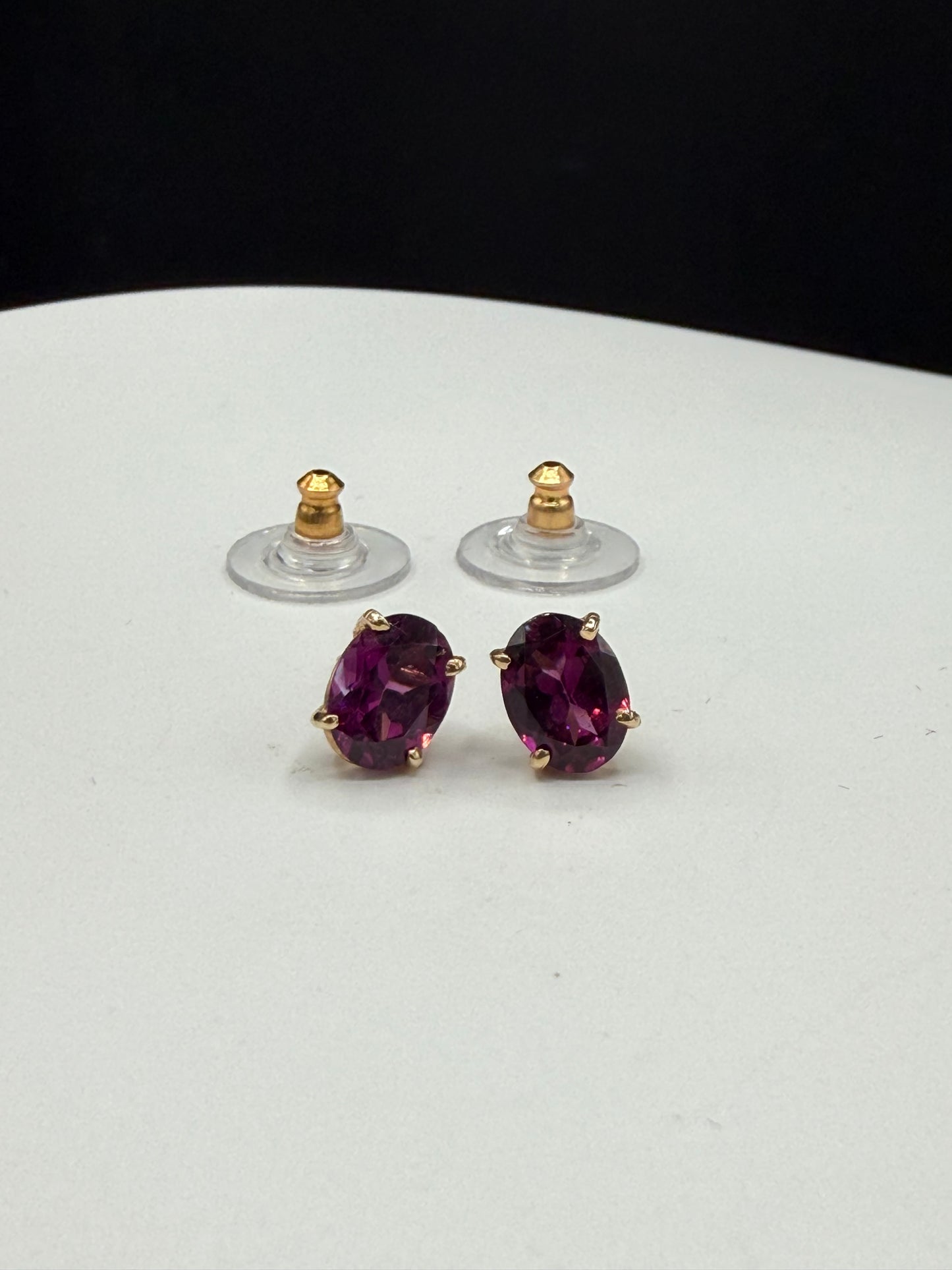 Natural Grape Garnet 14k Yellow Gold Stud Earrings | 2.90 CTW