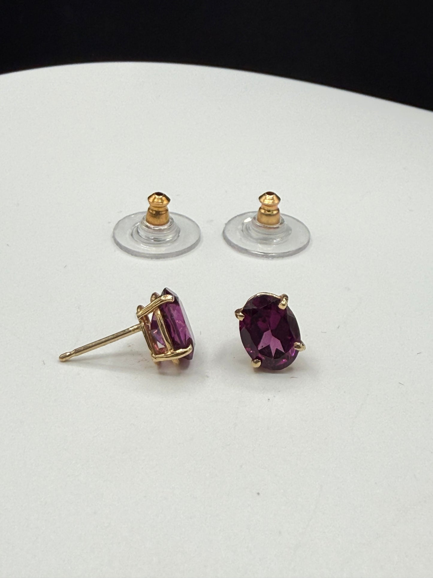 Natural Grape Garnet 14k Yellow Gold Stud Earrings | 2.90 CTW
