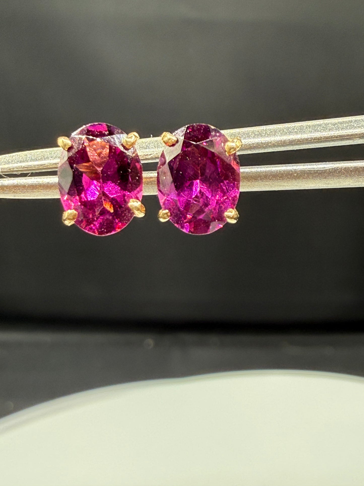 Natural Grape Garnet 14k Yellow Gold Stud Earrings | 2.90 CTW