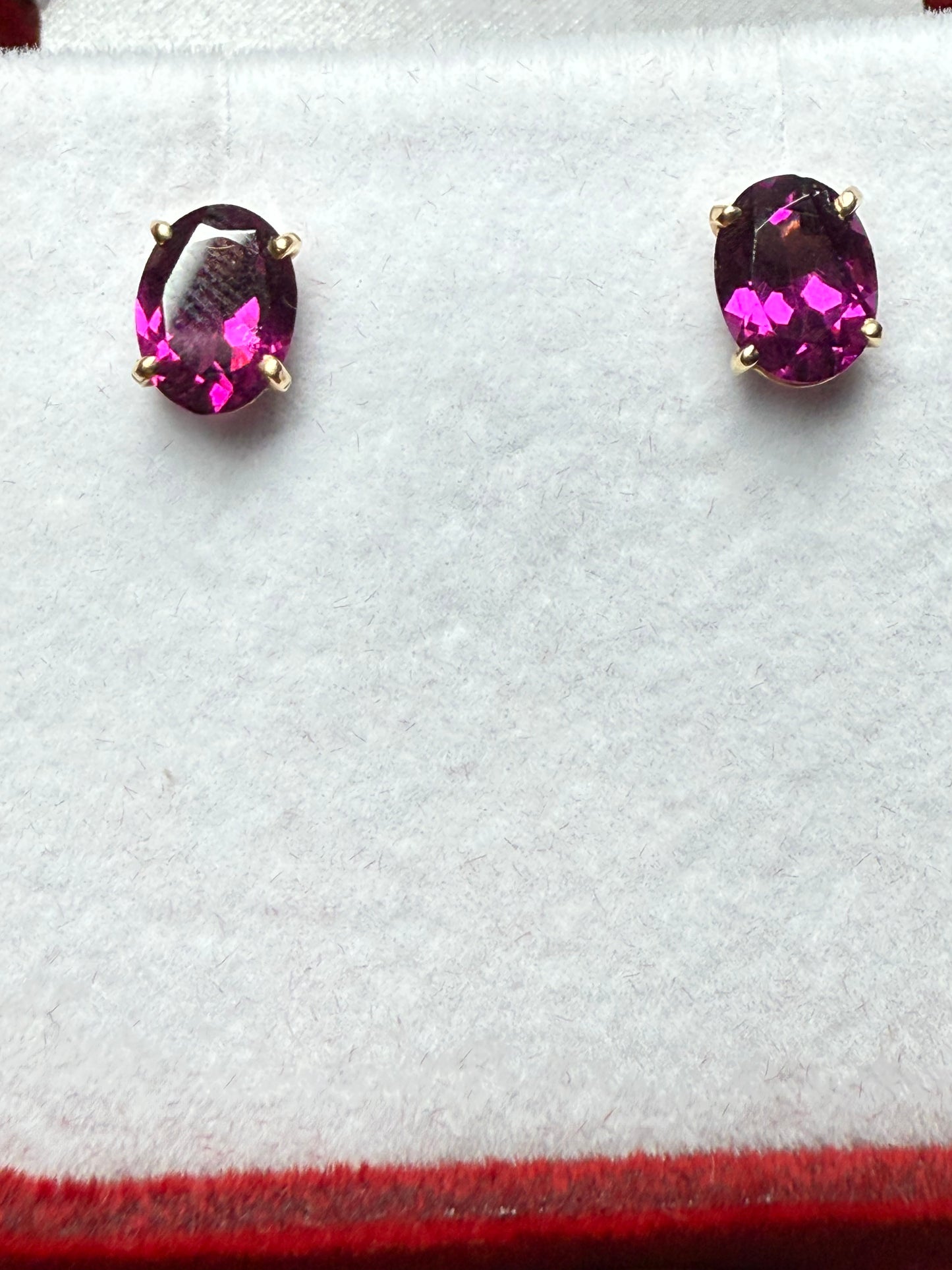 Natural Grape Garnet 14k Yellow Gold Stud Earrings | 2.90 CTW