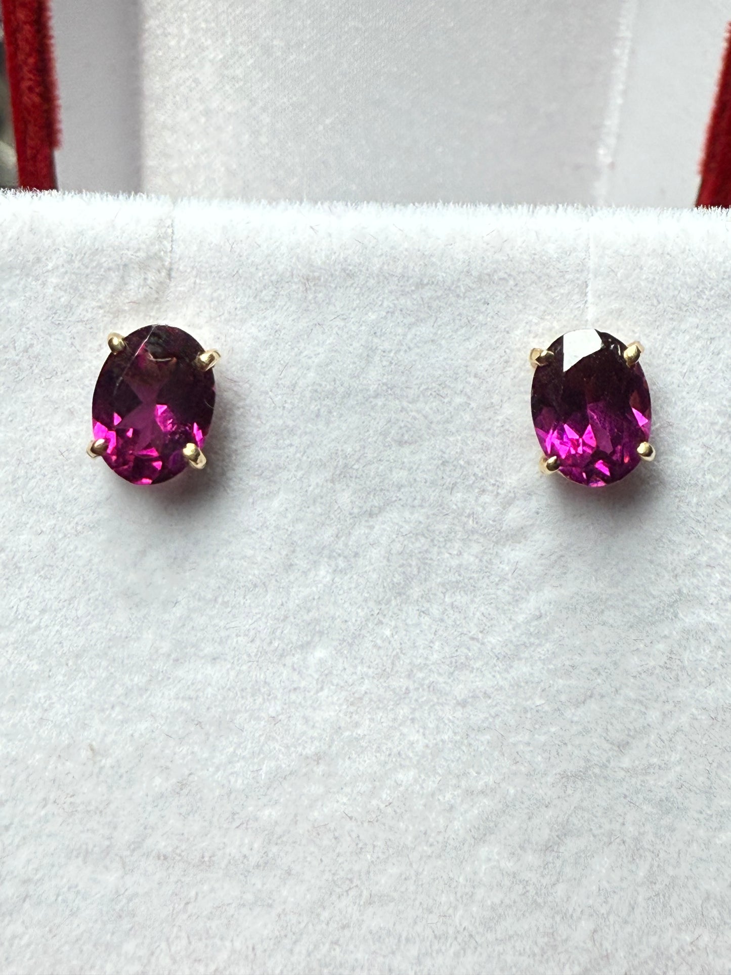 Natural Grape Garnet 14k Yellow Gold Stud Earrings | 2.90 CTW