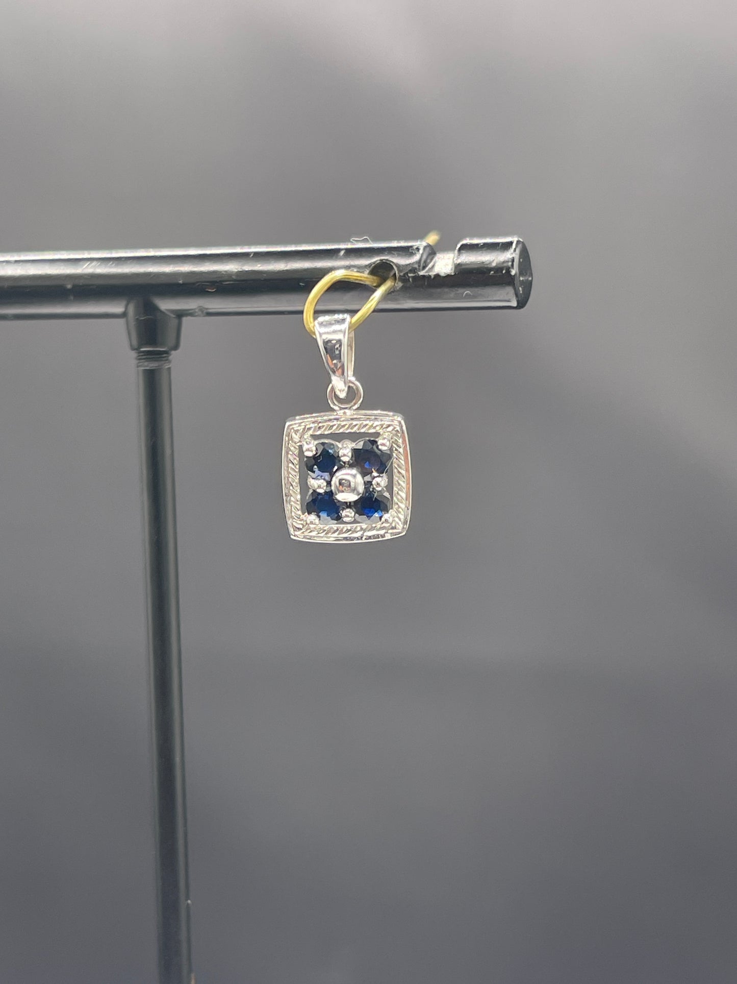 Natural Sapphire 14k White Gold Petite Pendant