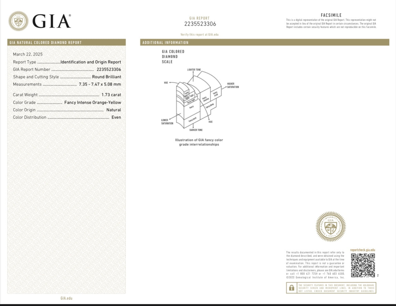 GIA Certified 1.75ct Fancy Intense Orange-Yellow Diamond Ring | 18K White Gold | 0.80 Ct White Diamond Accents | Size 7
