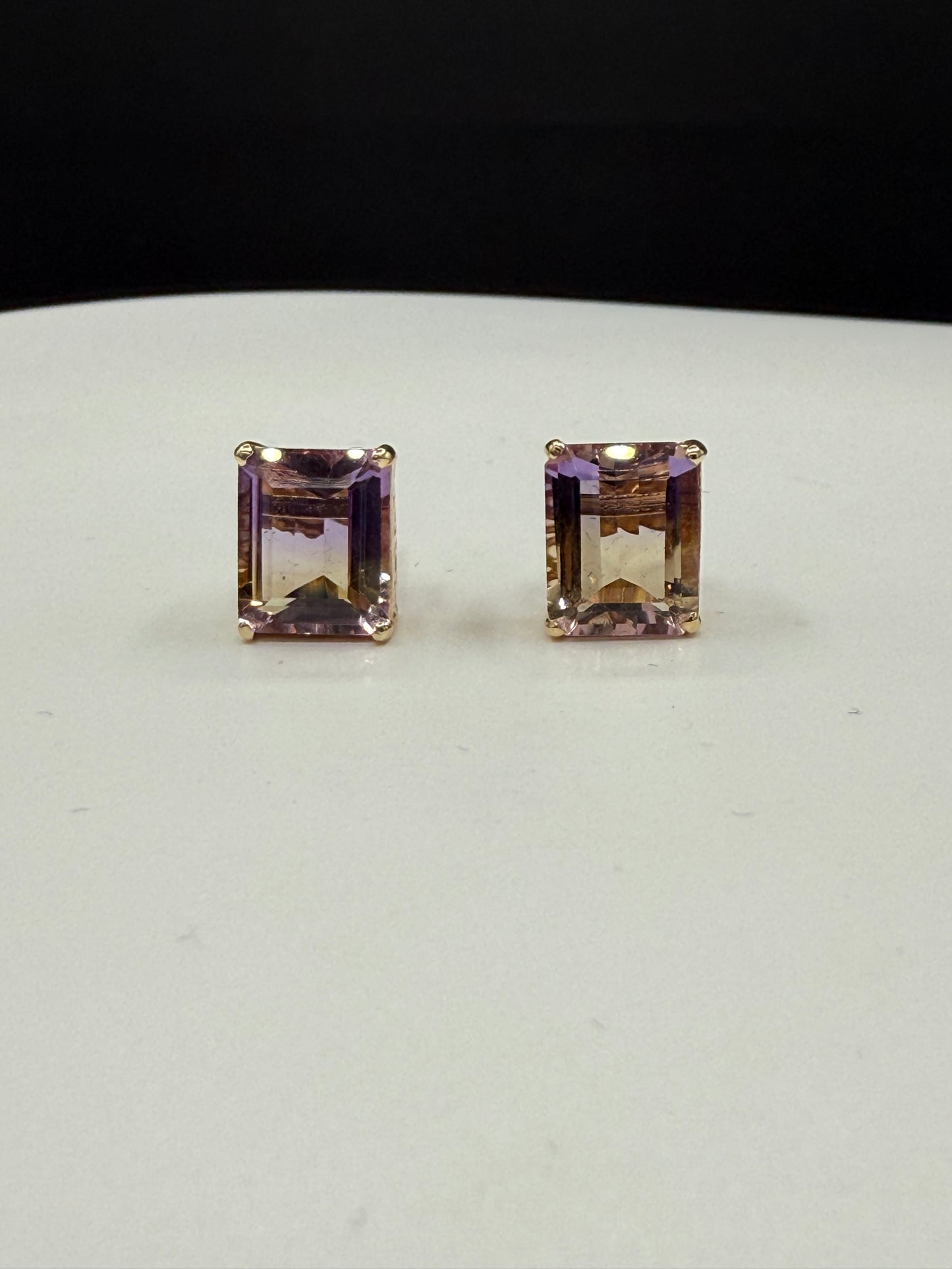 Natural Bolivian Ametrine Earrings 14k Yellow Gold