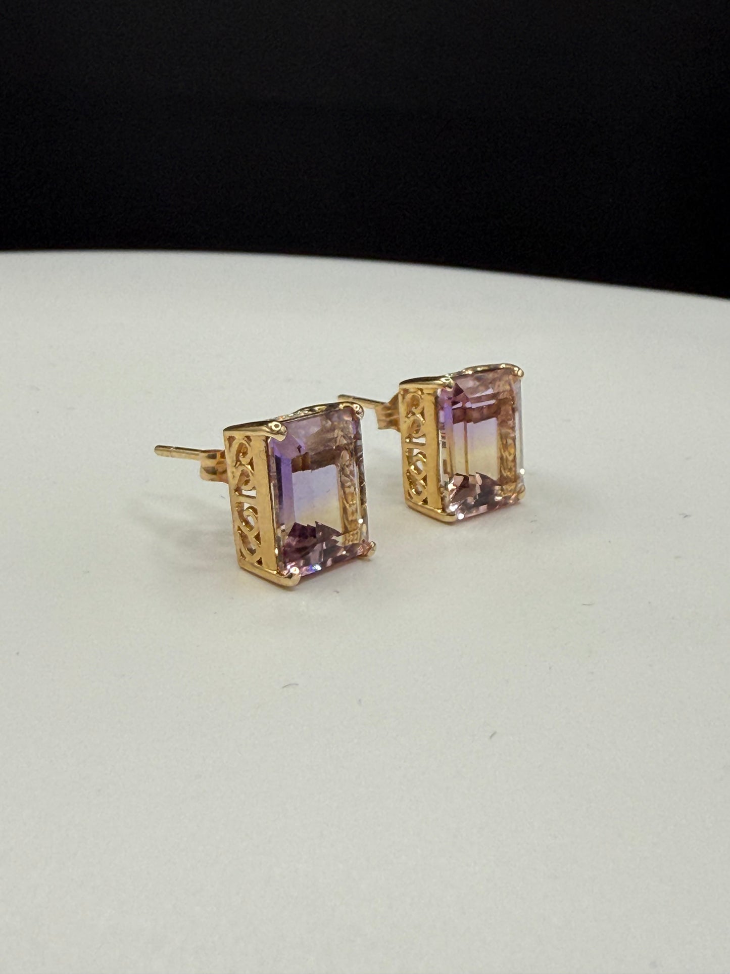 Natural Bolivian Ametrine Earrings 14k Yellow Gold