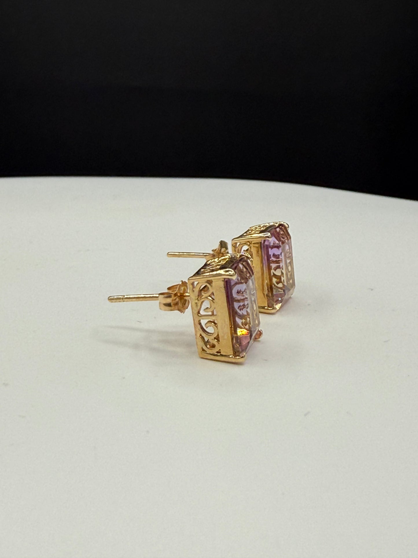 Natural Bolivian Ametrine Earrings 14k Yellow Gold