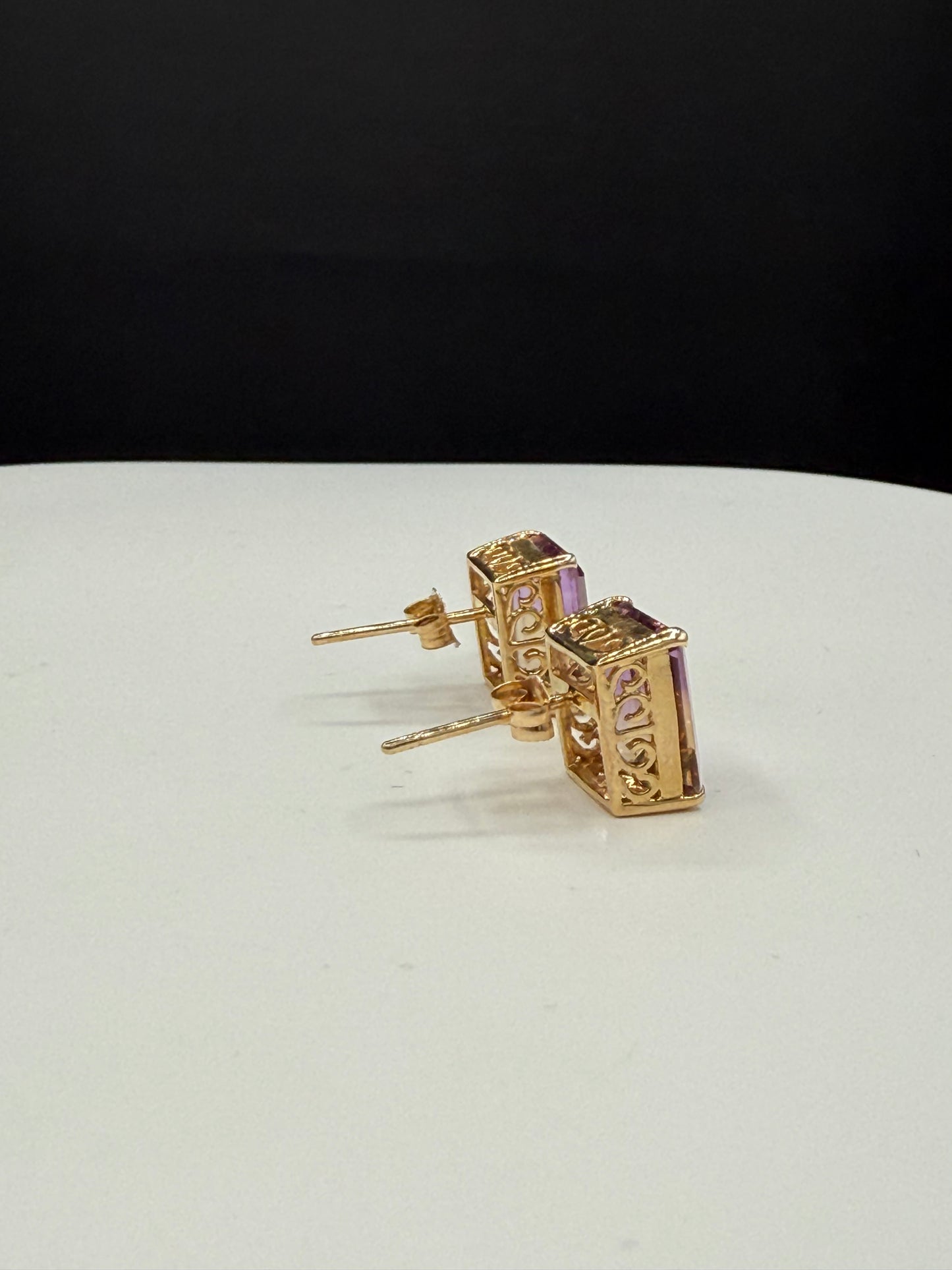 Natural Bolivian Ametrine Earrings 14k Yellow Gold