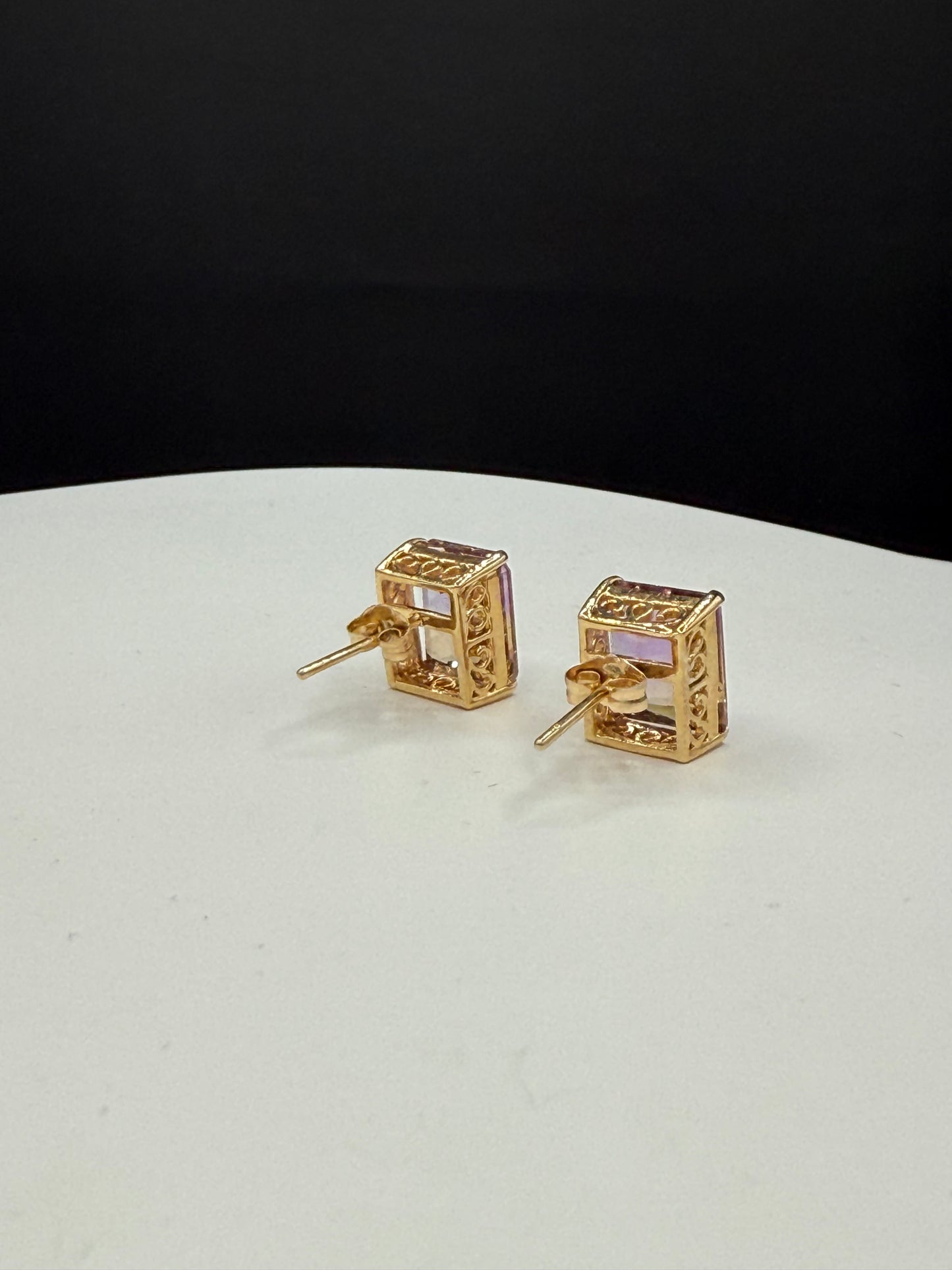 Natural Bolivian Ametrine Earrings 14k Yellow Gold