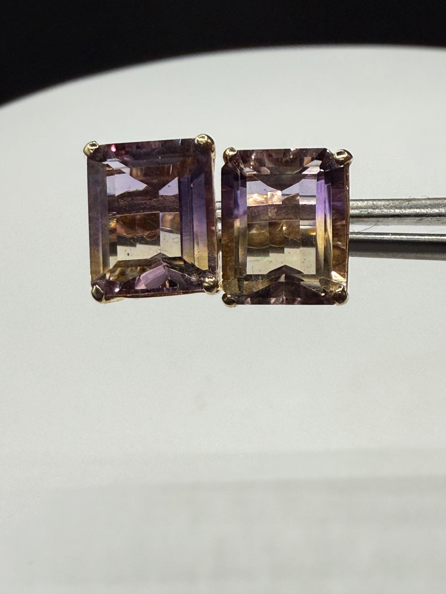 Natural Bolivian Ametrine Earrings 14k Yellow Gold