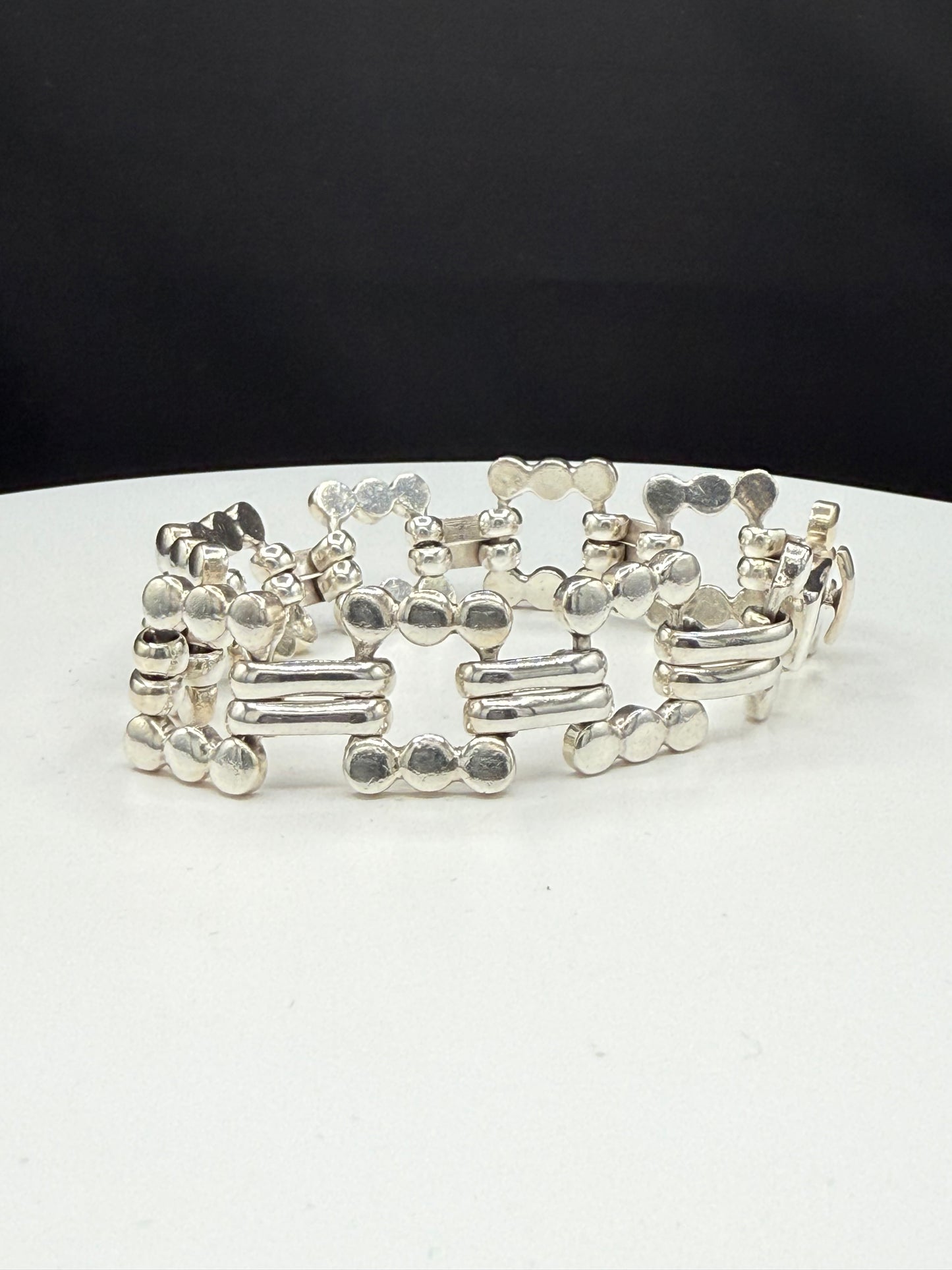 Handmade Sterling Silver Link Bracelet 925 Mexico | 45g Heavy Unisex Statement Jewelry