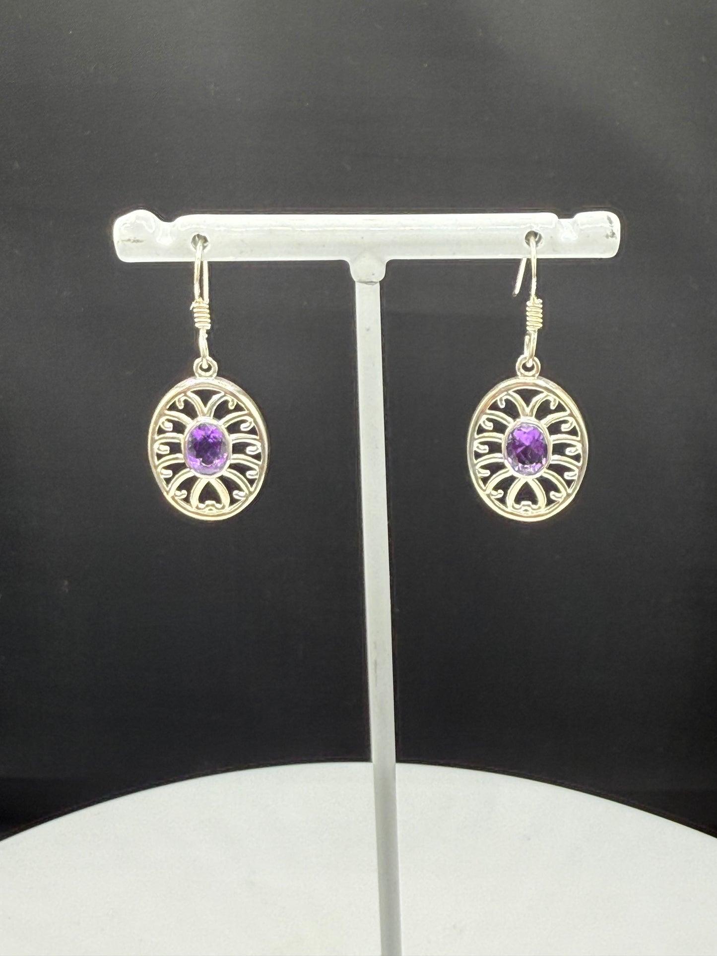 Natural Amethyst Sterling Silver Dangle Earrings | 1.44”