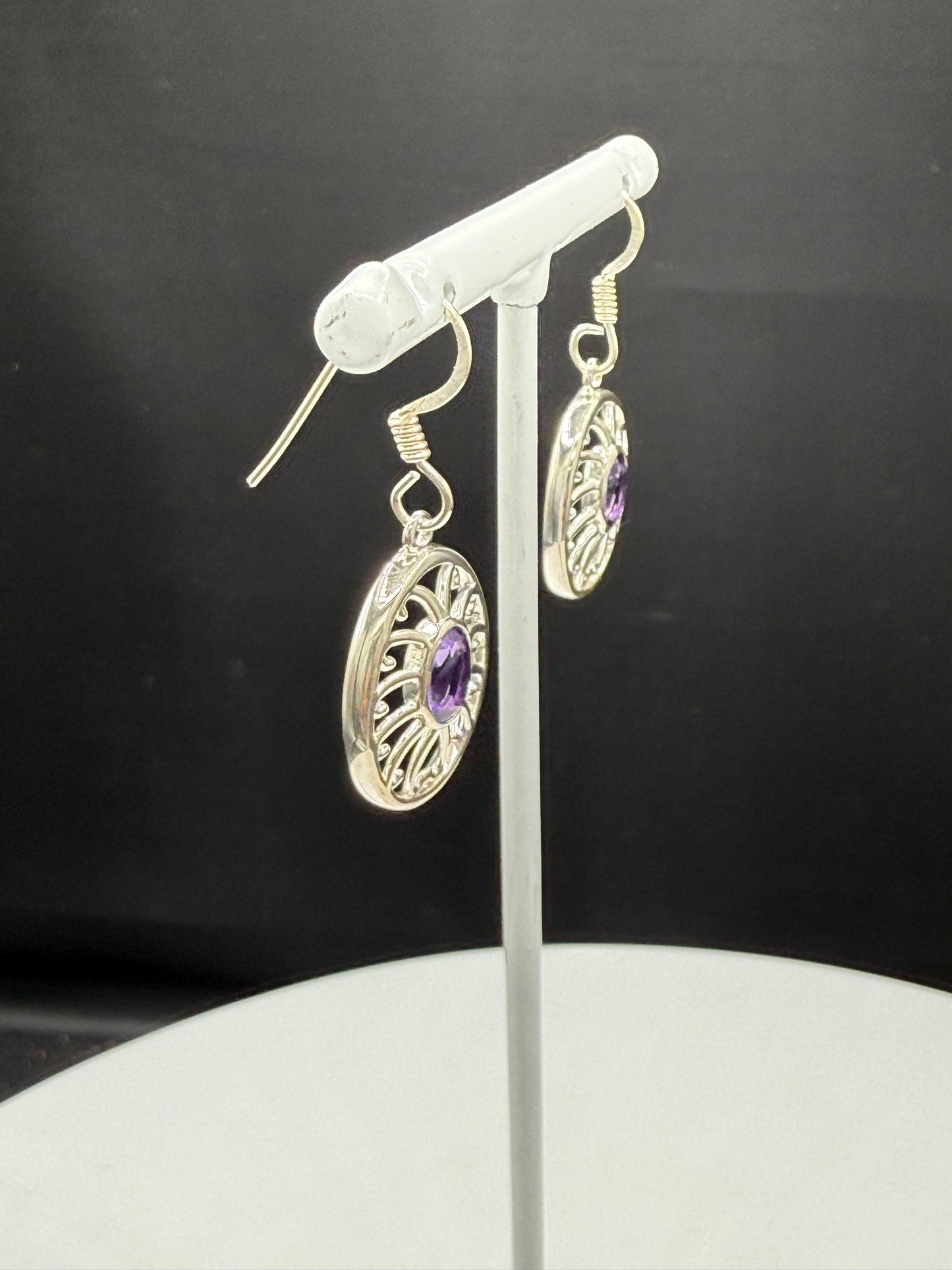 Natural Amethyst Sterling Silver Dangle Earrings | 1.44”