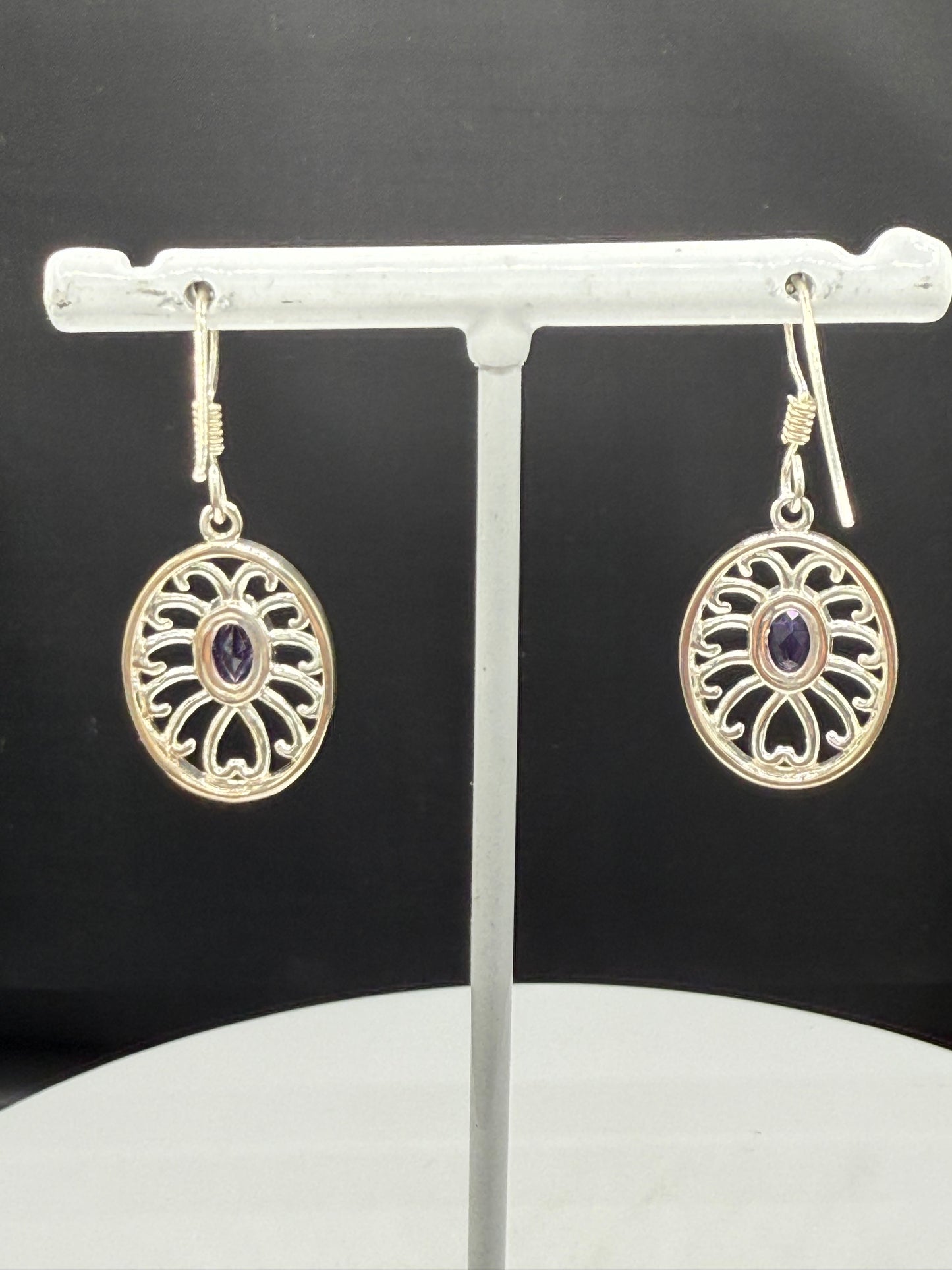 Natural Amethyst Sterling Silver Dangle Earrings | 1.44”