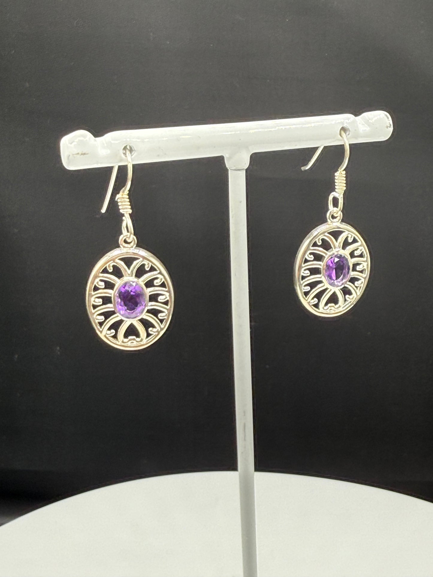 Natural Amethyst Sterling Silver Dangle Earrings | 1.44”