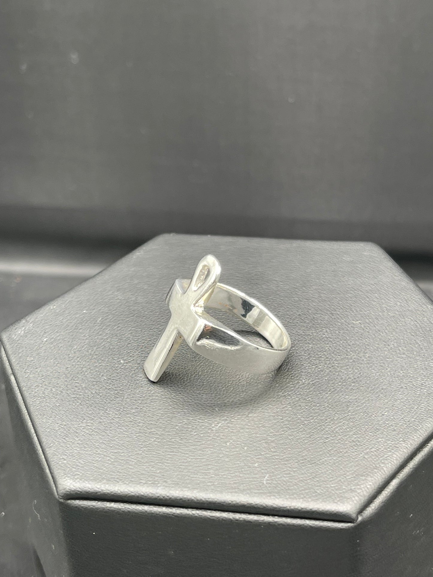 Ankh Cross Sterling Silver Ring (Size 11)