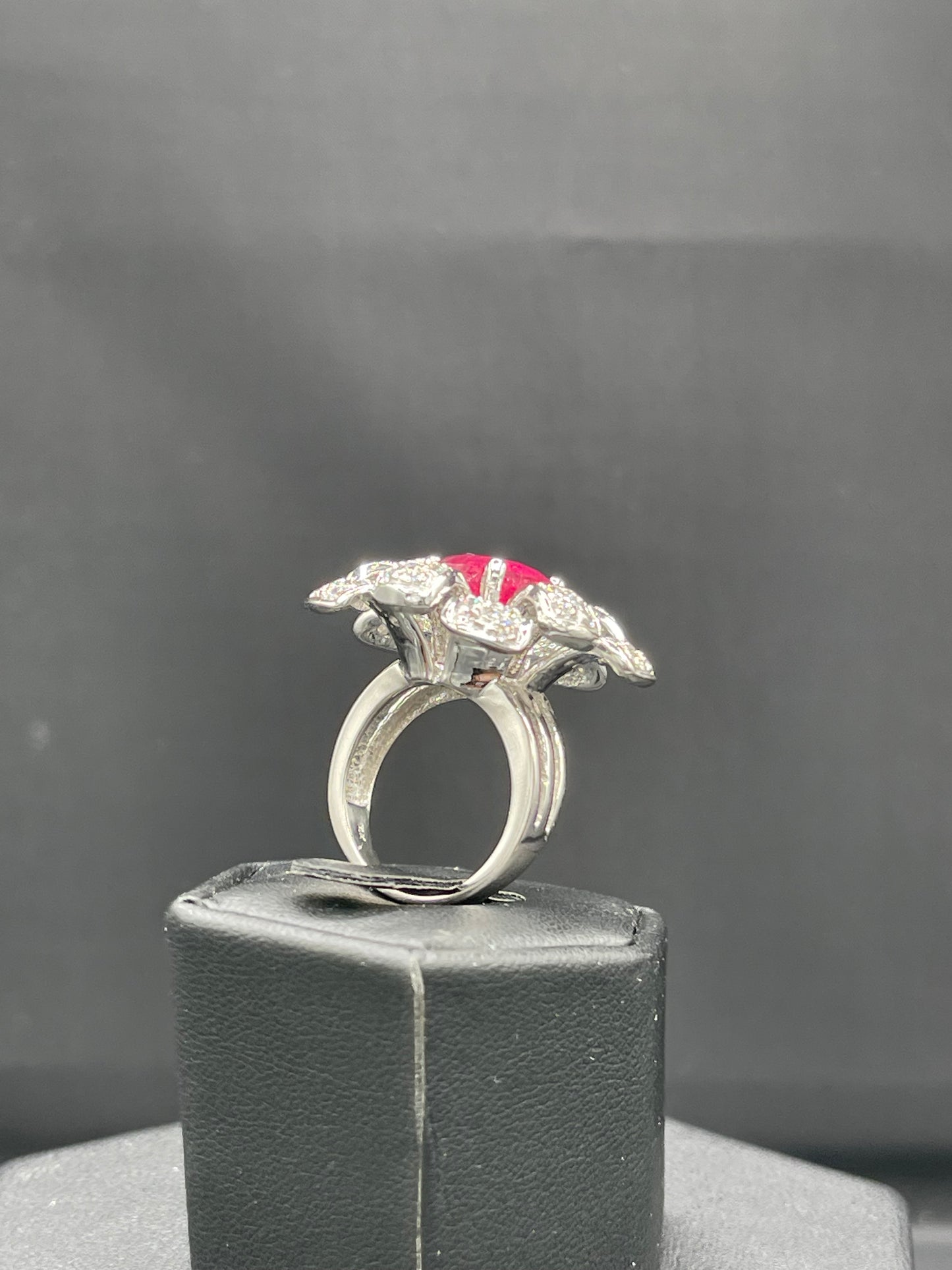 8 Carat Vivid Intense Fuchsia Rubellite Tourmaline And Diamond 14k White Gold Cocktail Ring