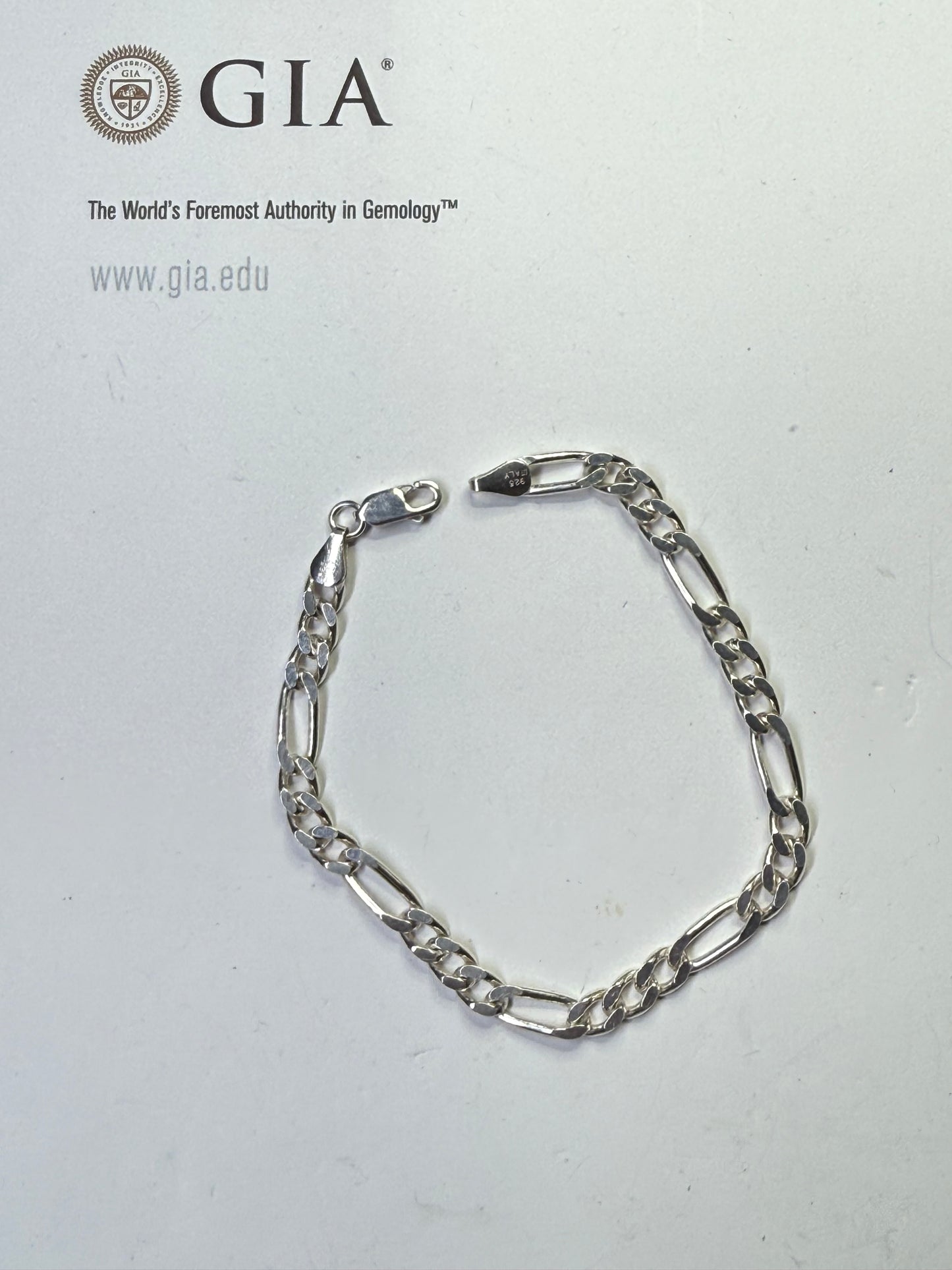 Solid Sterling Silver Figaro Bracelet 5.5 MM 8” 10g | 925 Italy