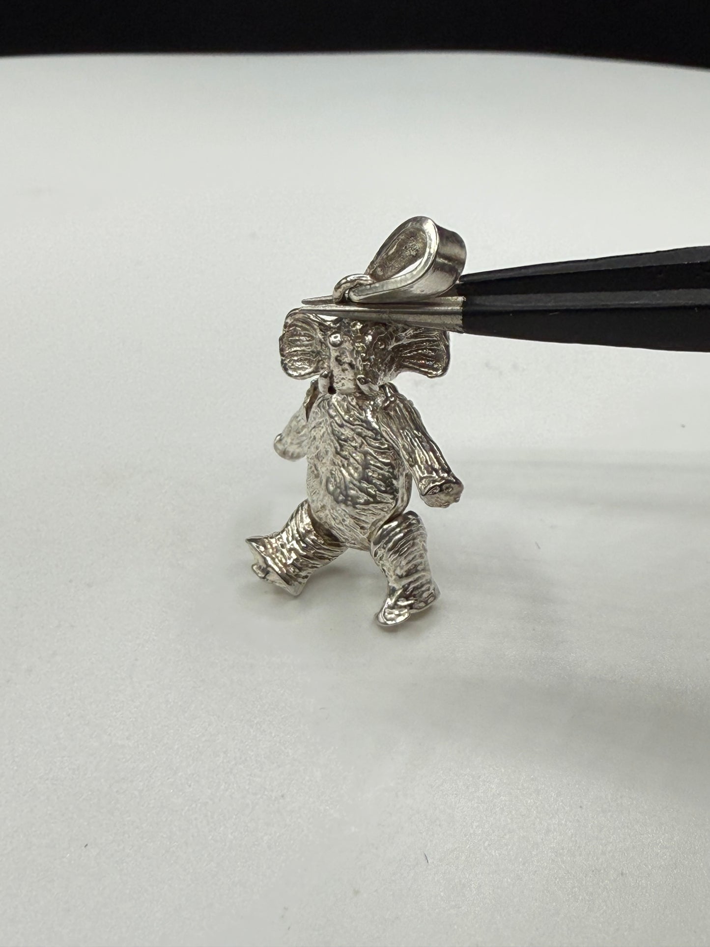 Handmade Solid Sterling Silver Elephant Pendant | Articulated Legs & Ears | 1.12”