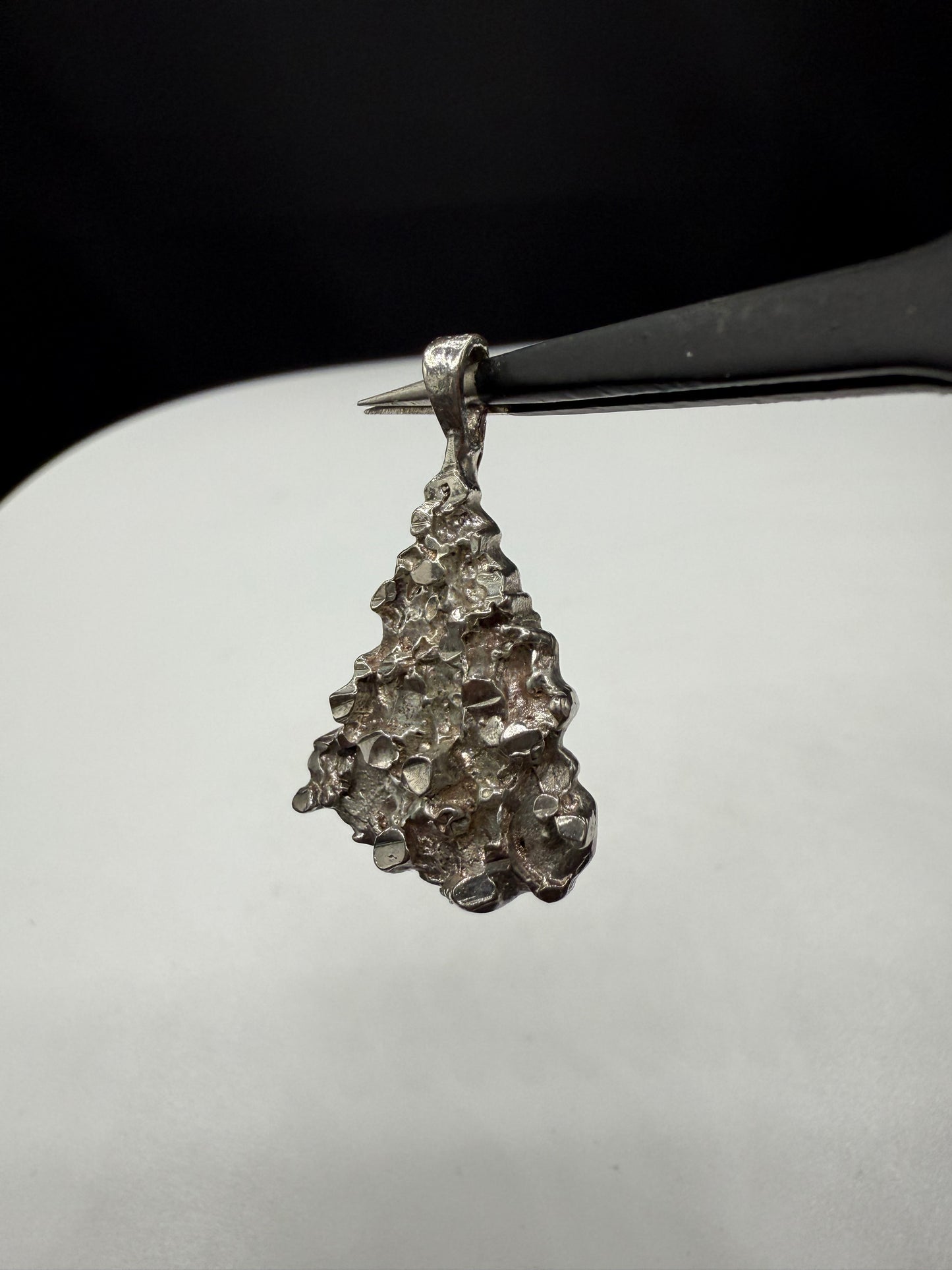 Handmade Solid Sterling Silver Nugget Pendant | Natural Raw Texture | 1.15”
