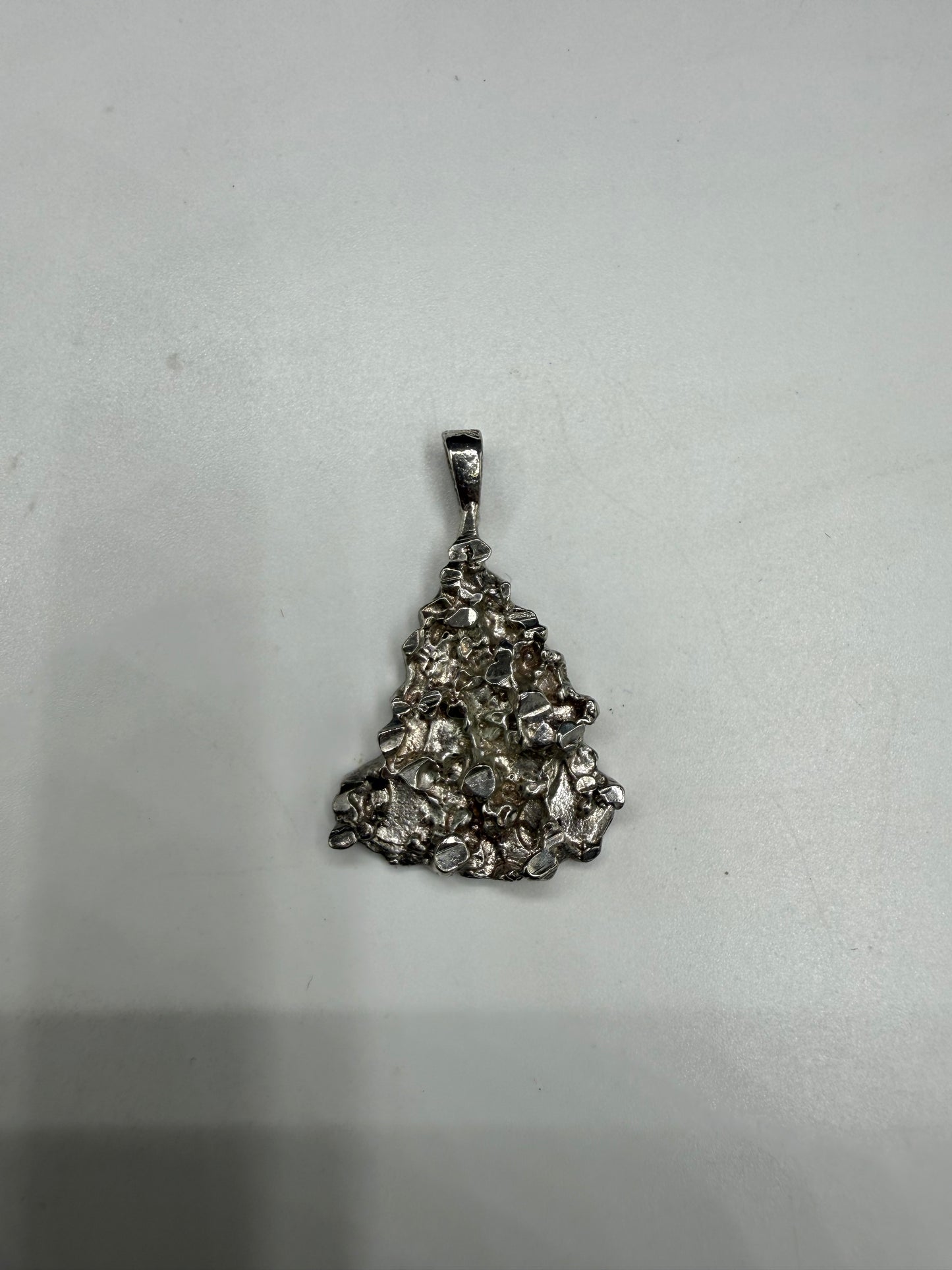 Handmade Solid Sterling Silver Nugget Pendant | Natural Raw Texture | 1.15”