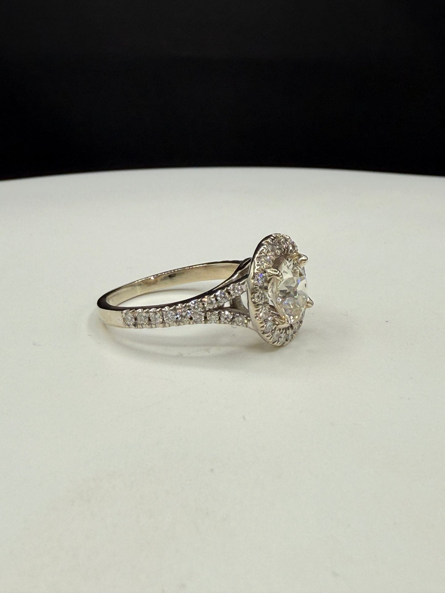 1.92 Carat Natural Diamond Old European Cut 18k White Gold Engagement Ring (Size 6.5)