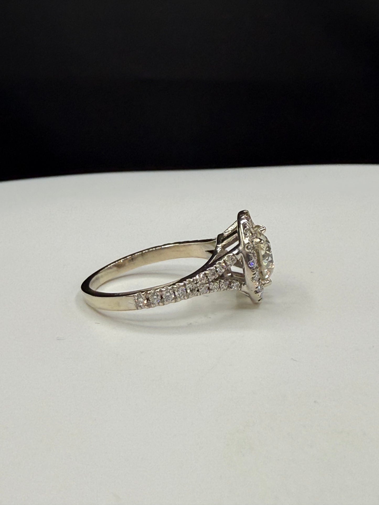 1.92 Carat Natural Diamond Old European Cut 18k White Gold Engagement Ring (Size 6.5)