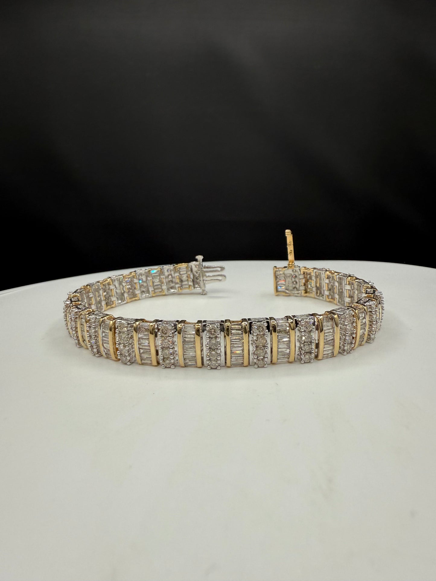 Natural Diamond 14K Gold Bracelet | 7.10ct | Two-Tone Gold | 7.75”