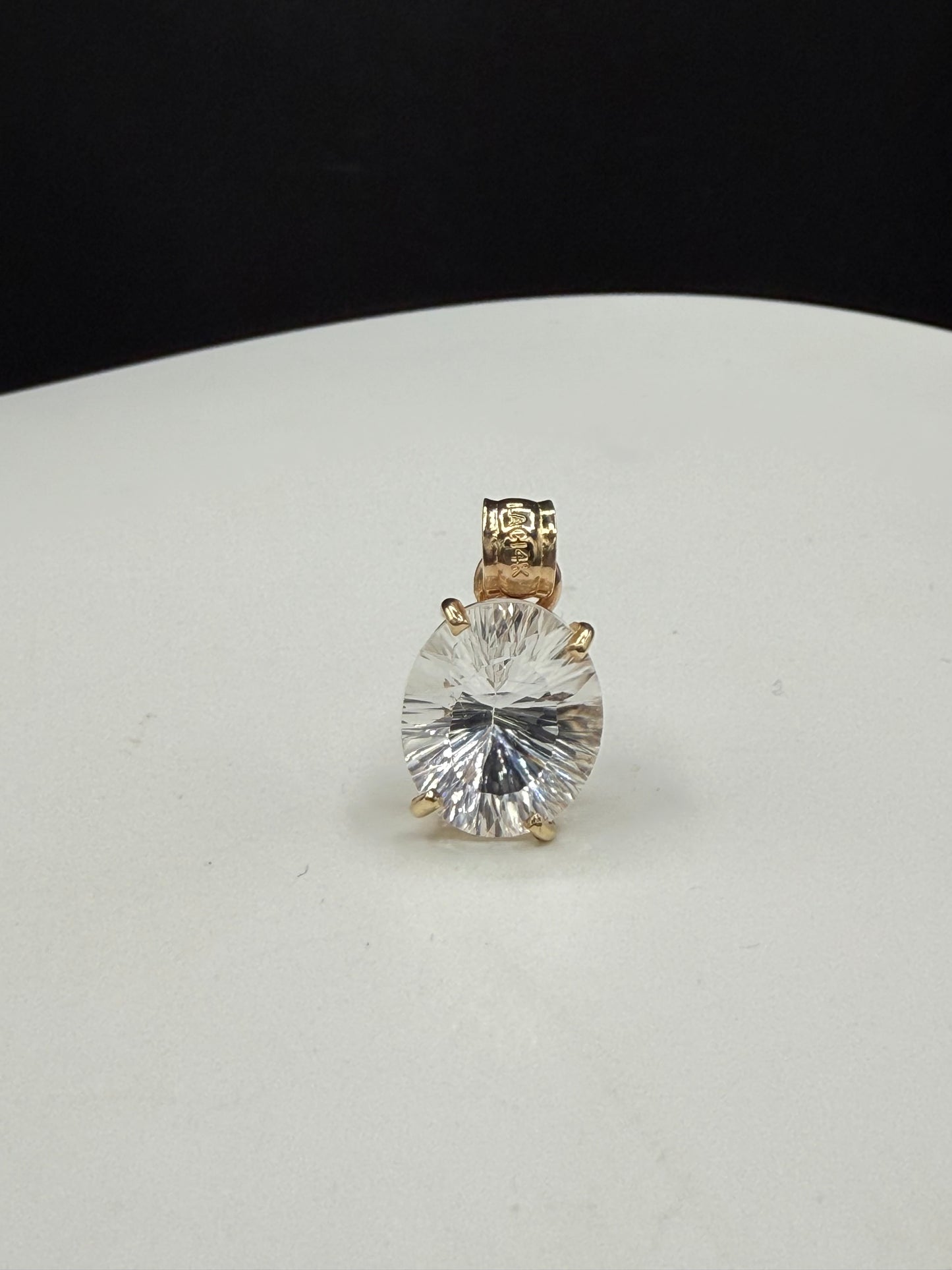 5.11 Carat Natural White Topaz 14k Yellow Gold Pendant | Fantasy Lasercut