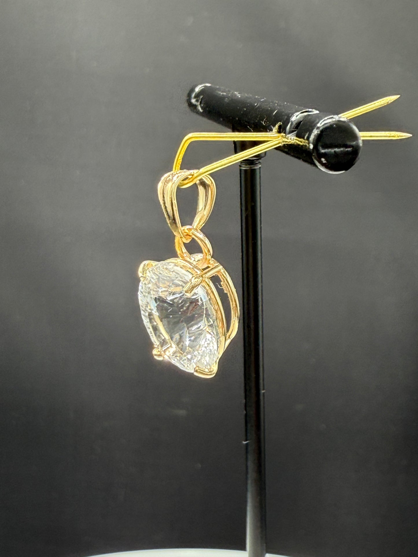 5.11 Carat Natural White Topaz 14k Yellow Gold Pendant | Fantasy Lasercut