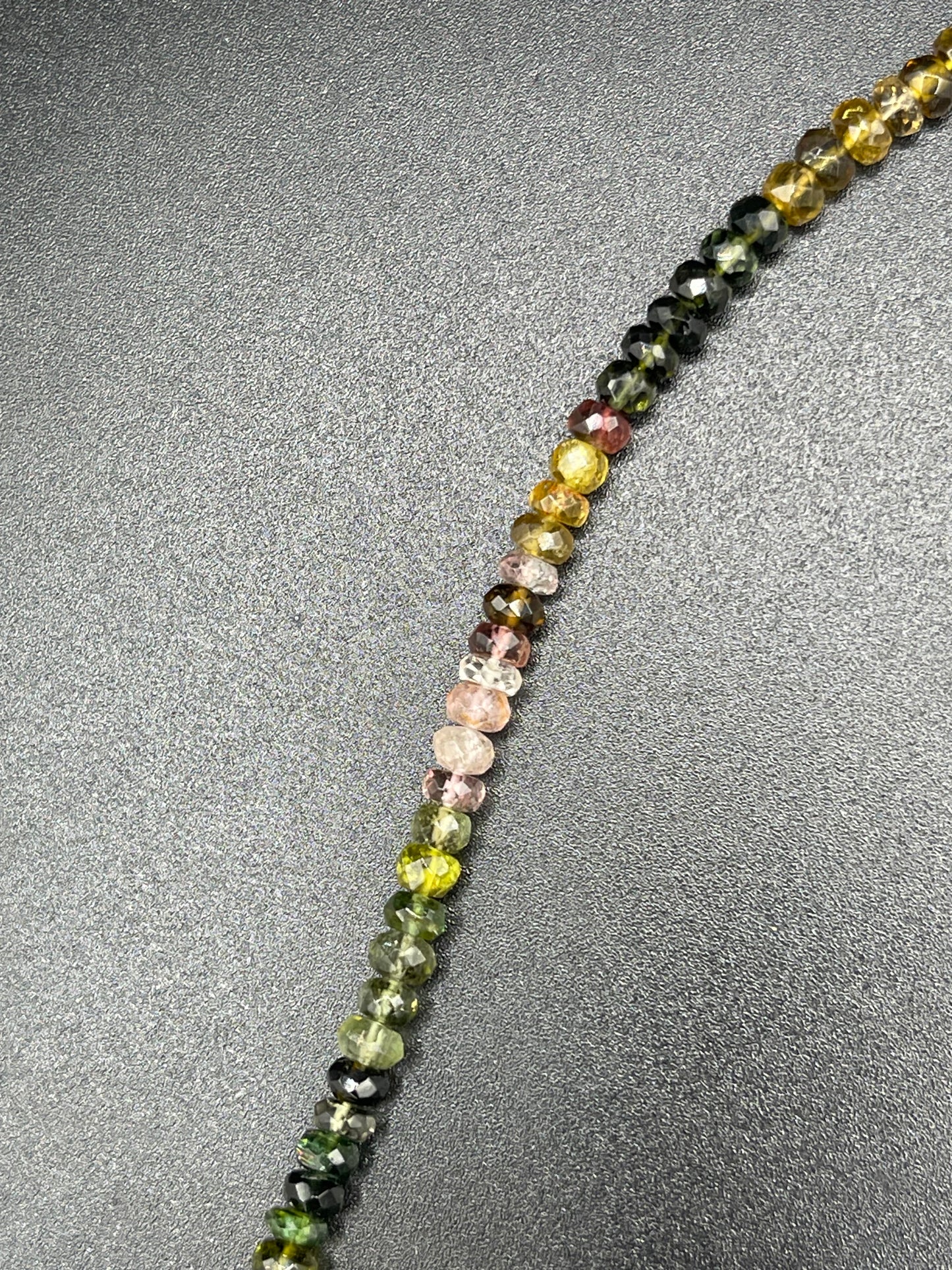 Natural Multi Color Tourmaline 18k Gold Clasp Beaded Bracelet