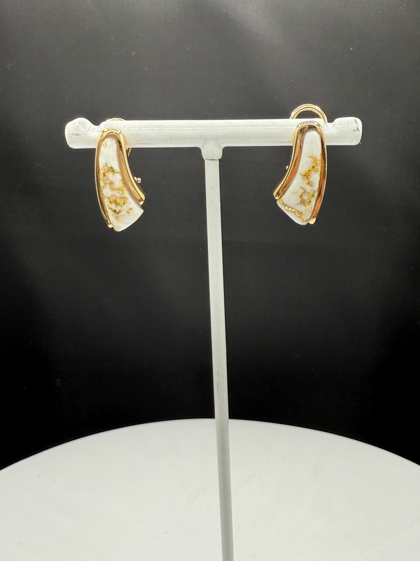 Natural Alaskan Gold Quartz Earrings – 14k Yellow Gold Lever Backs | Handmade by Orocal | Vintage Earrings