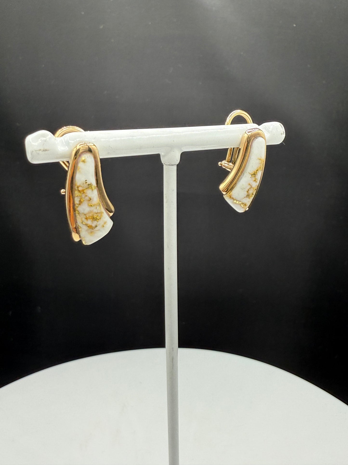 Natural Alaskan Gold Quartz Earrings – 14k Yellow Gold Lever Backs | Handmade by Orocal | Vintage Earrings