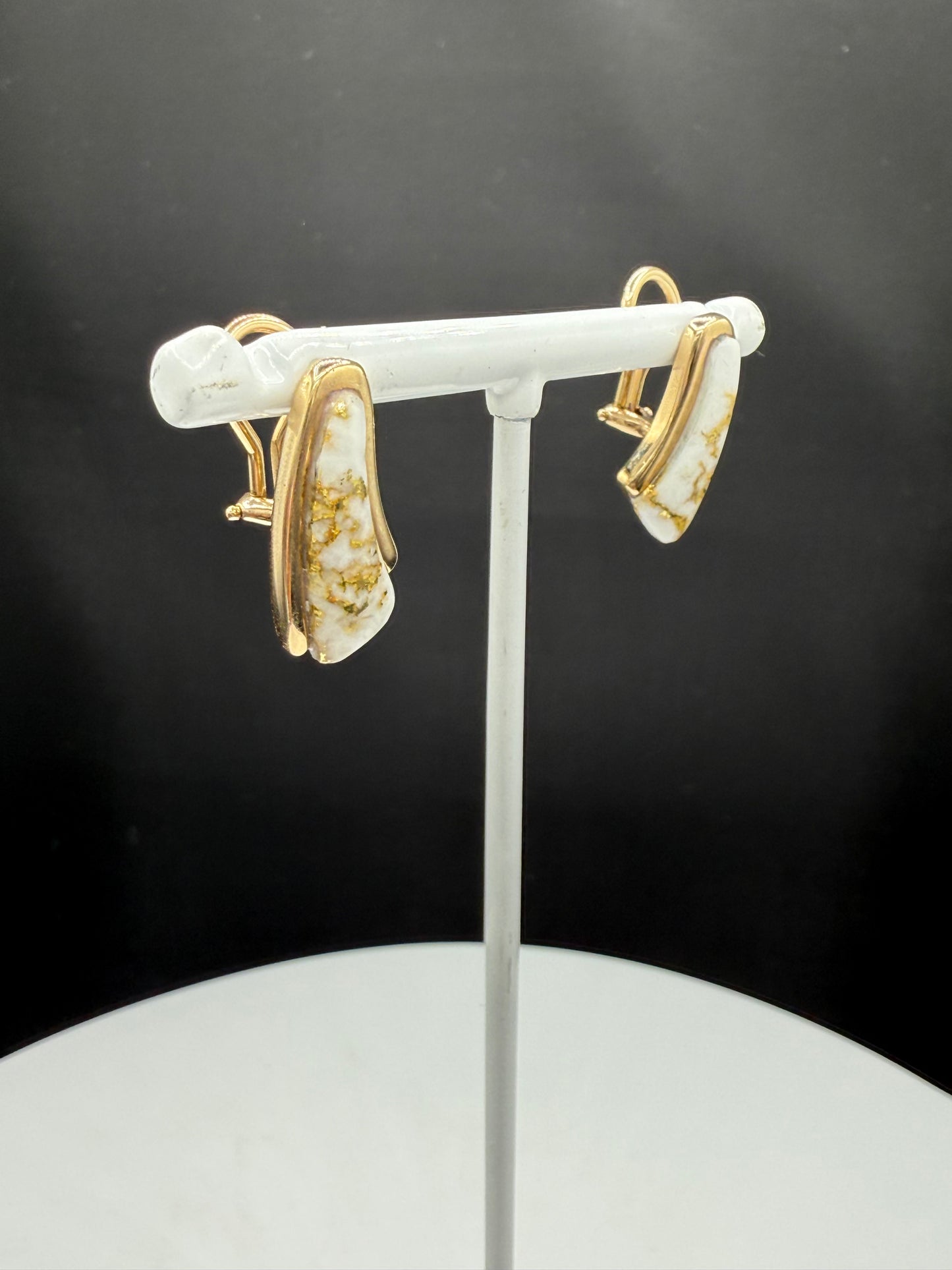Natural Alaskan Gold Quartz Earrings – 14k Yellow Gold Lever Backs | Handmade by Orocal | Vintage Earrings