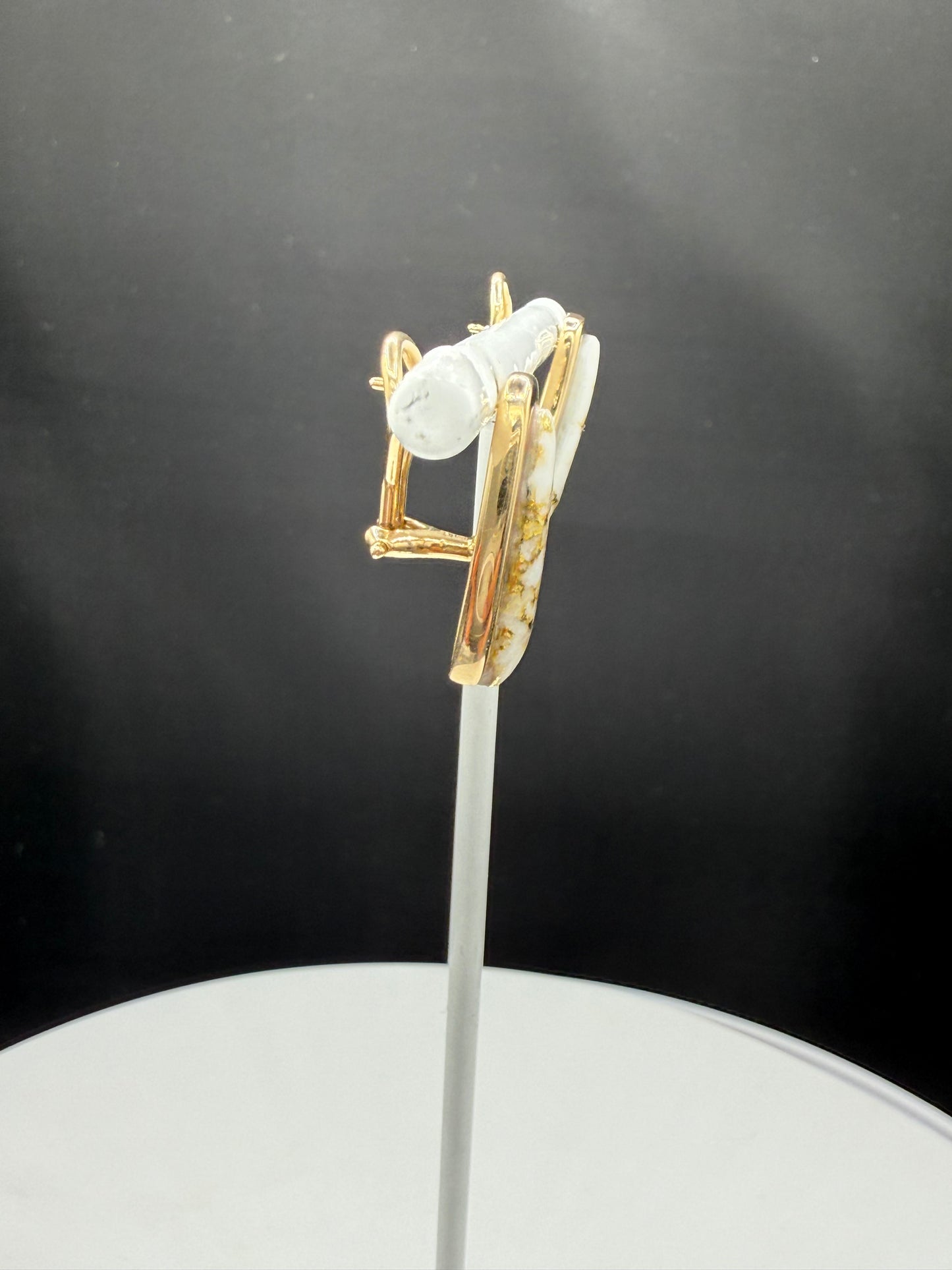 Natural Alaskan Gold Quartz Earrings – 14k Yellow Gold Lever Backs | Handmade by Orocal | Vintage Earrings