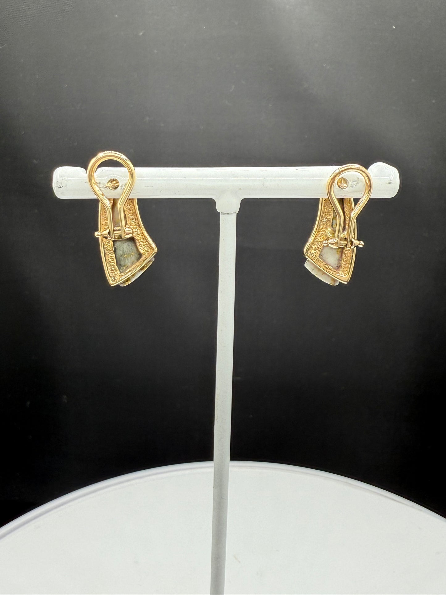 Natural Alaskan Gold Quartz Earrings – 14k Yellow Gold Lever Backs | Handmade by Orocal | Vintage Earrings