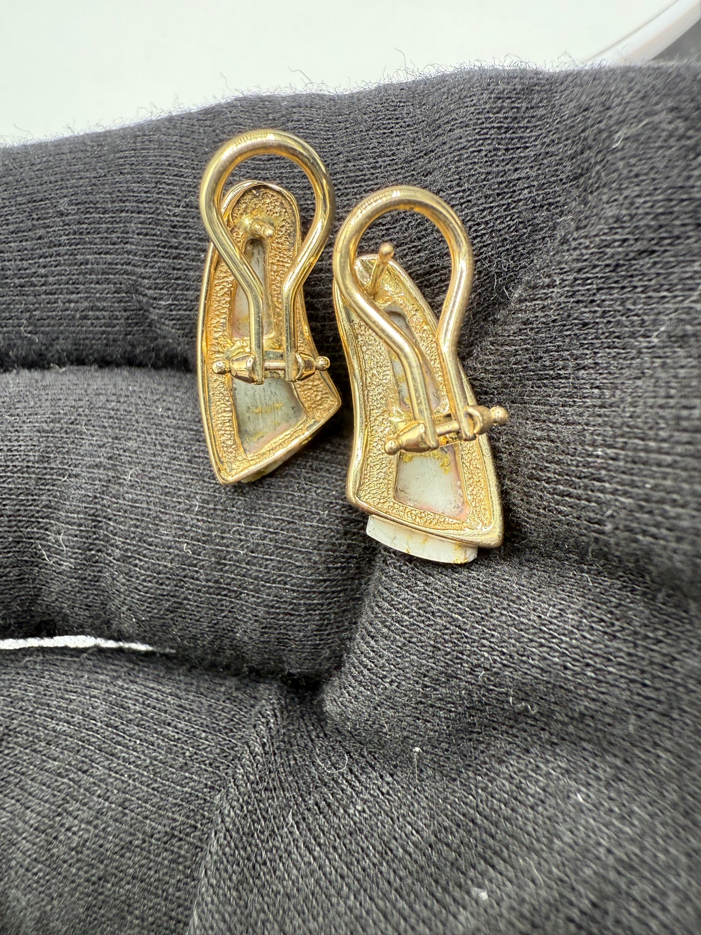 Natural Alaskan Gold Quartz Earrings – 14k Yellow Gold Lever Backs | Handmade by Orocal | Vintage Earrings