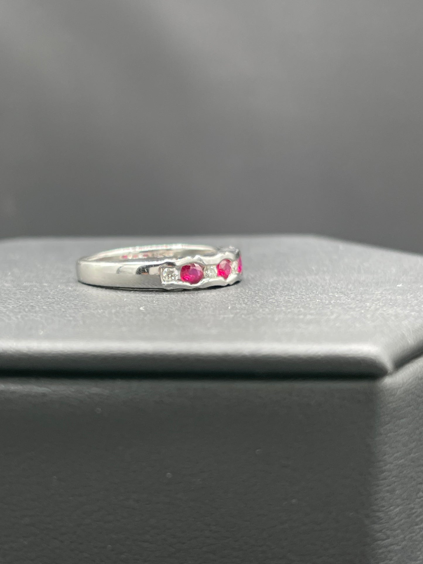 Natural Ruby & Diamond 14k White Gold Ring (Size 6.75)