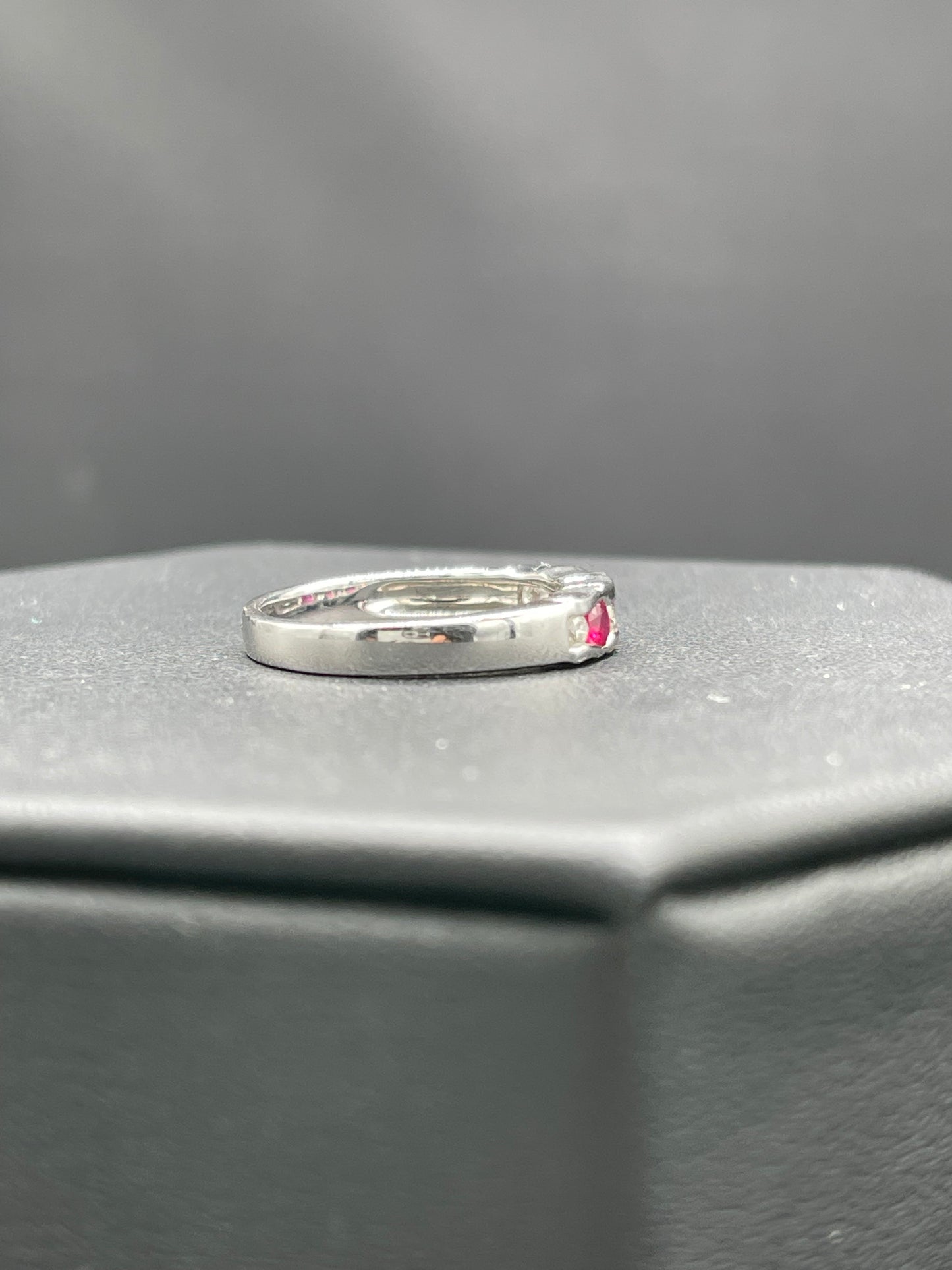 Natural Ruby & Diamond 14k White Gold Ring (Size 6.75)