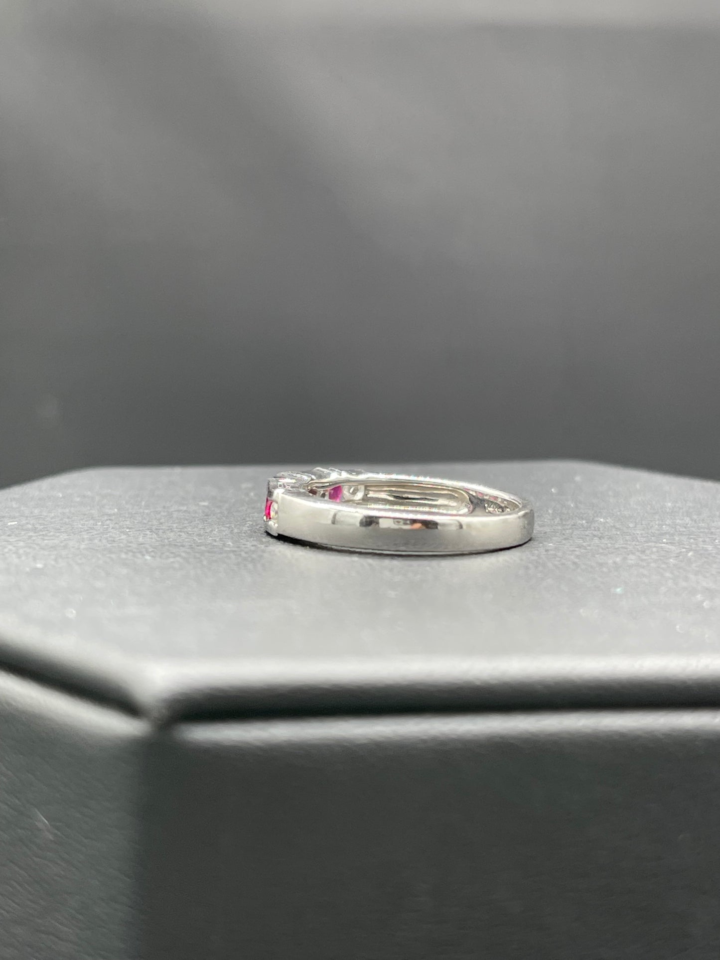 Natural Ruby & Diamond 14k White Gold Ring (Size 6.75)