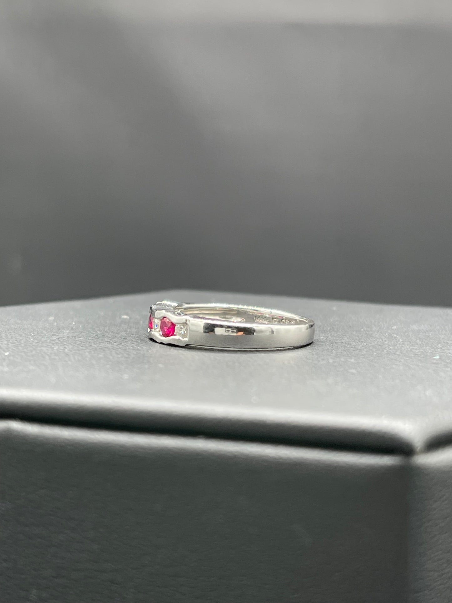Natural Ruby & Diamond 14k White Gold Ring (Size 6.75)