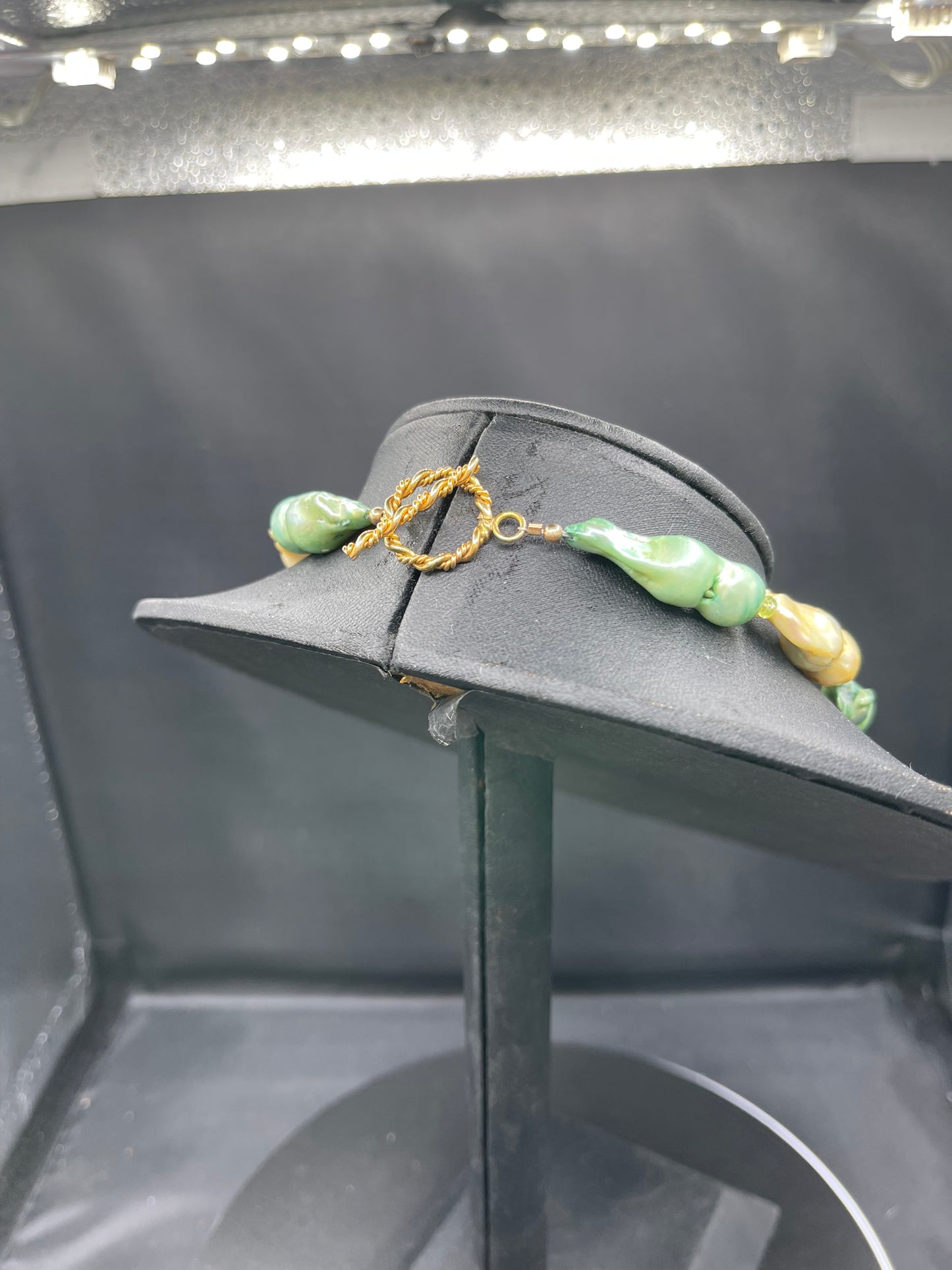 Natural Freshwater Pearl & Peridot Sterling Silver Vermeil Clasp Beaded Necklace