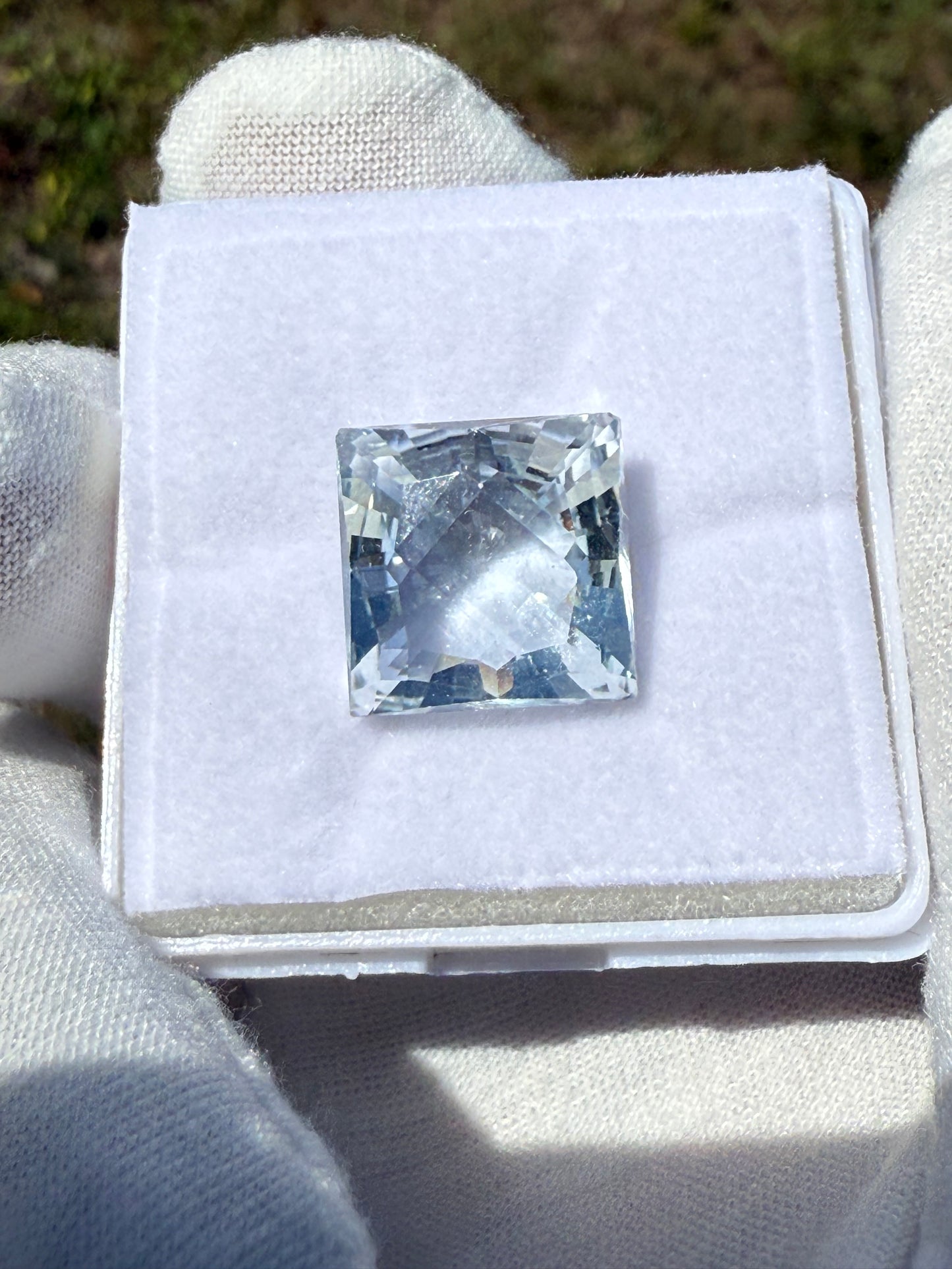 18.18ct Natural Aquamarine Gemstone | Custom Square Cut | Internally Flawless | 14mm