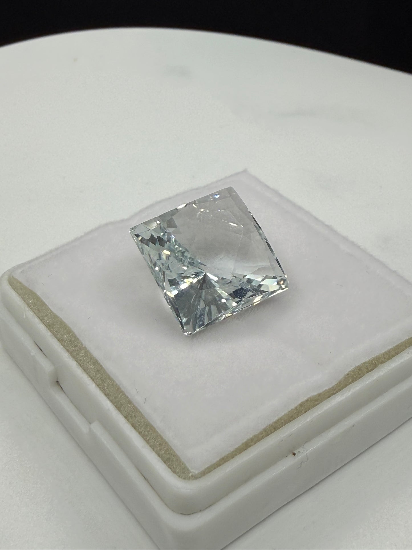18.18ct Natural Aquamarine Gemstone | Custom Square Cut | Internally Flawless | 14mm