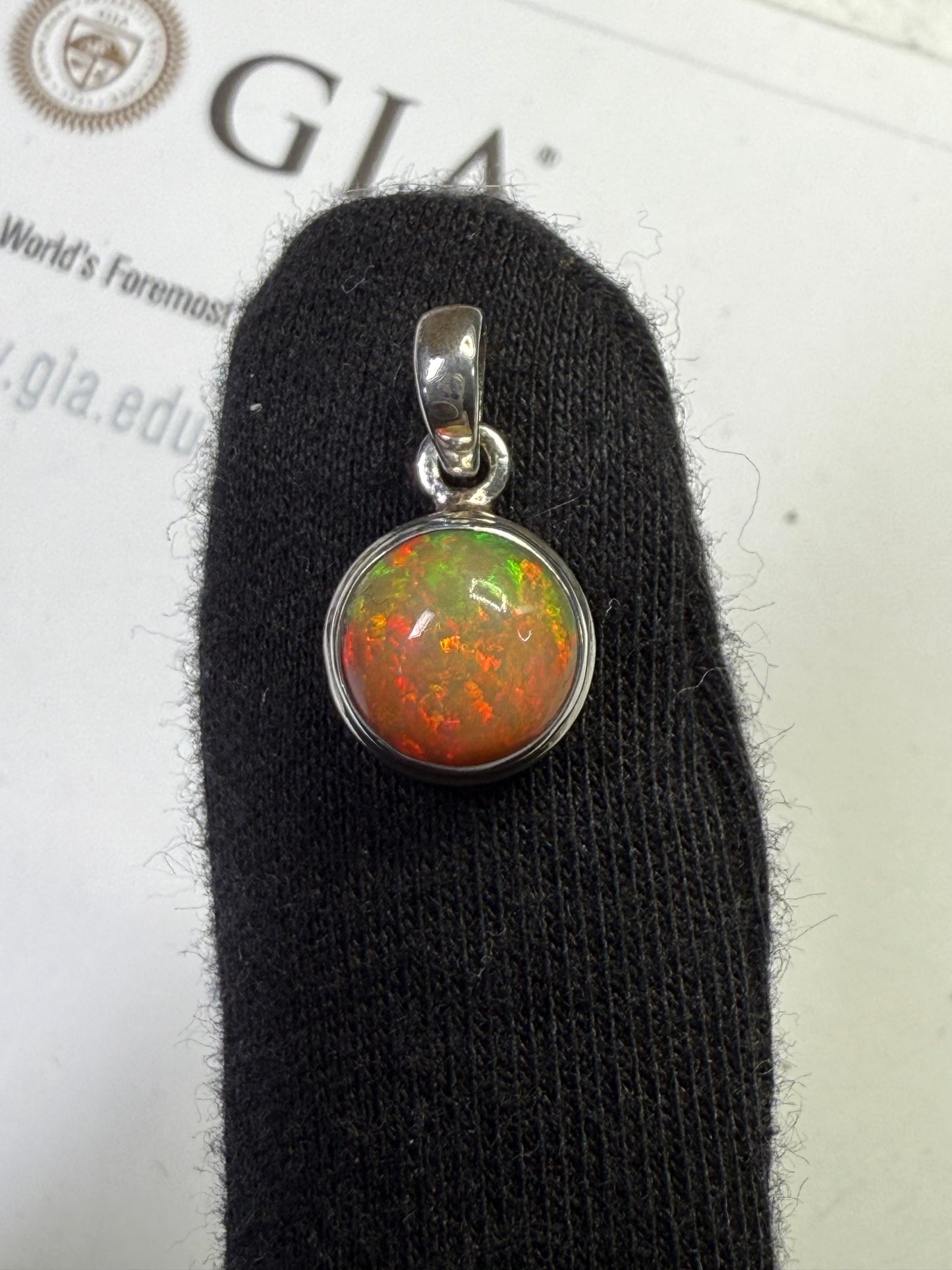 Natural Ethiopian Opal Sterling Silver Pendant | Handmade Bezel Set