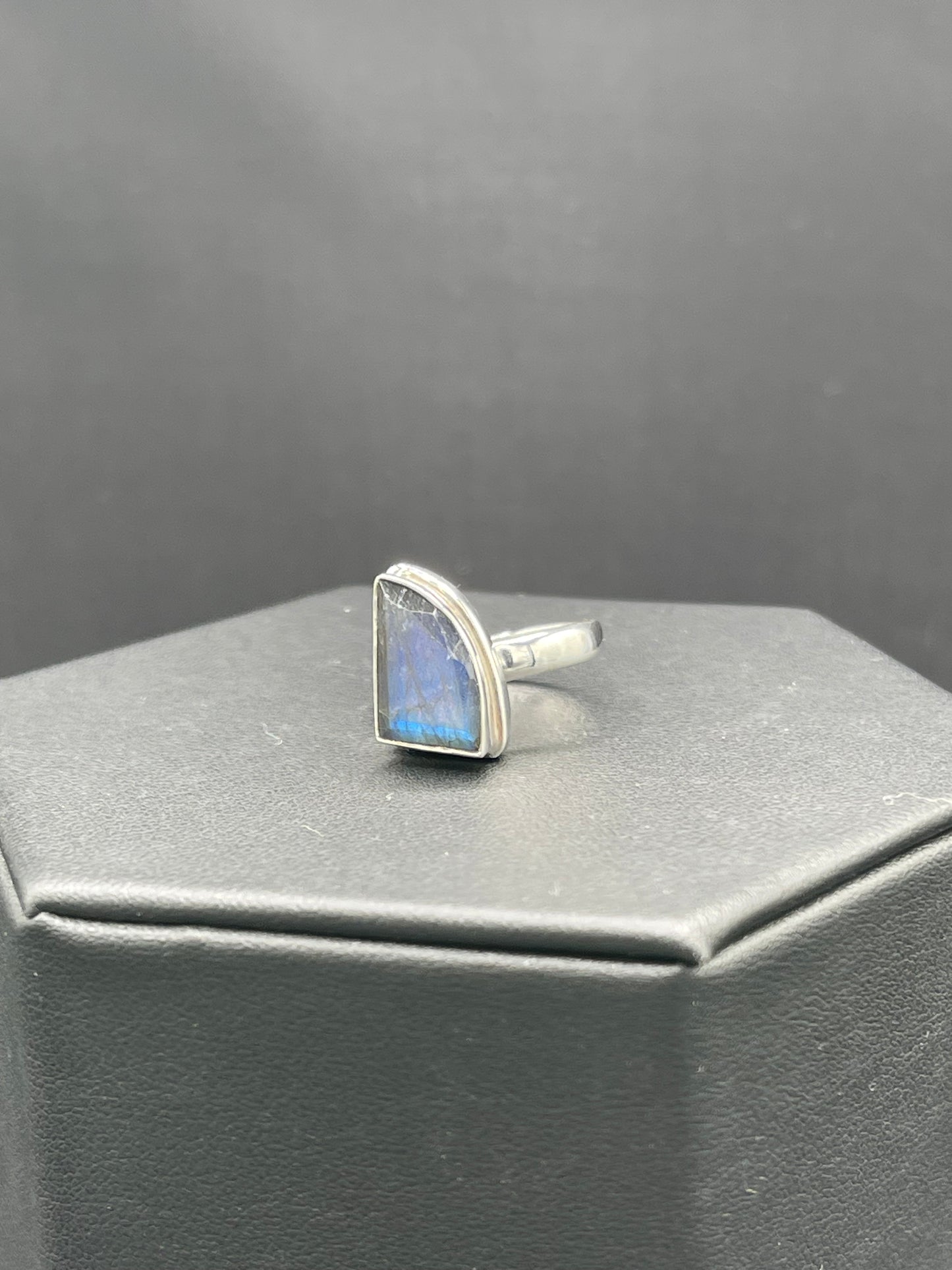 Natural Labradorite Fancy Cut Sterling Silver Ring (Size 8)