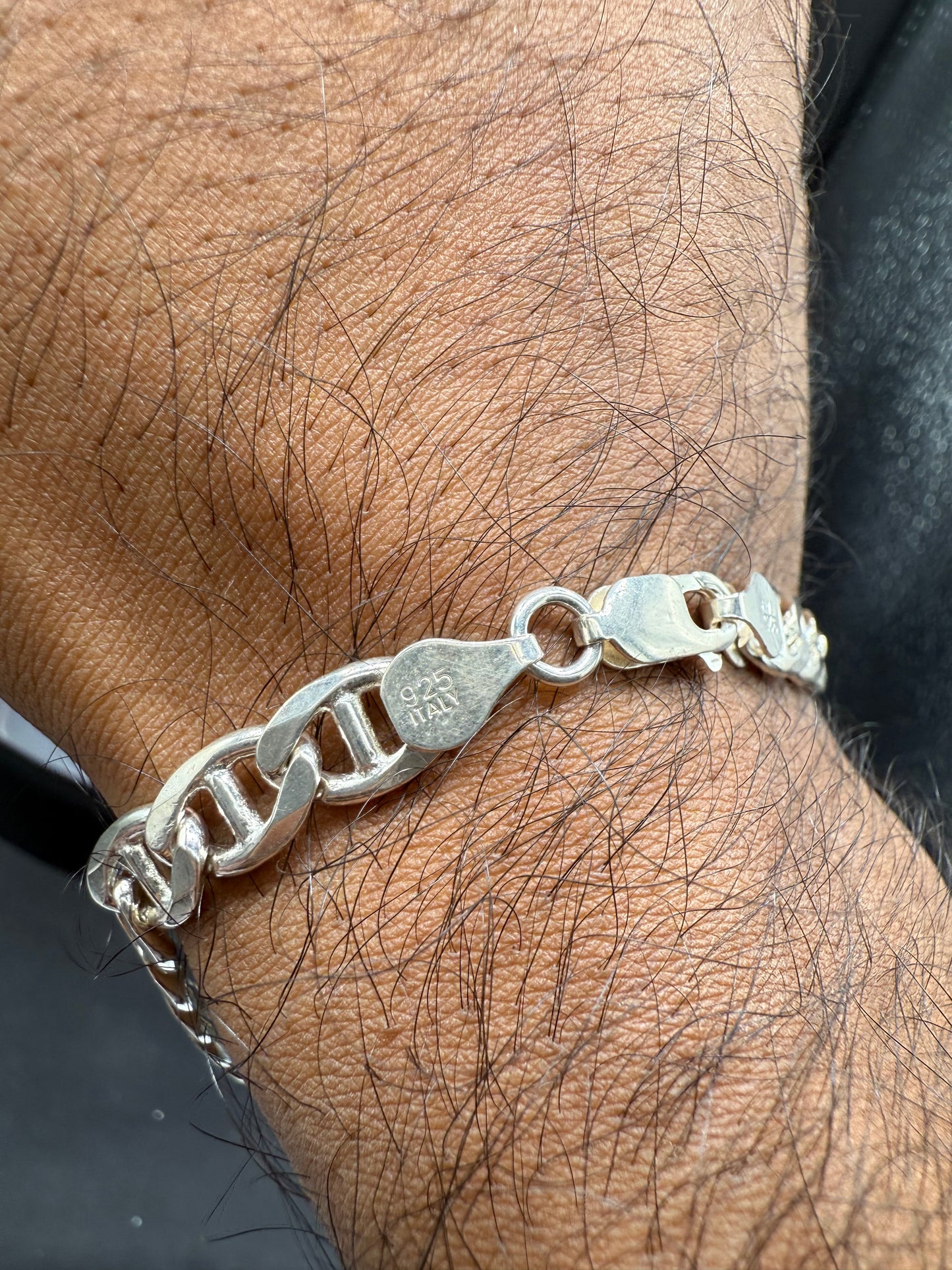 Solid 925 Sterling Silver Mariner Link Bracelet | 9” Italian Silver | 7.5mm Wide | 17g | Stamped 925 Italy | Unisex Chain Bracelet