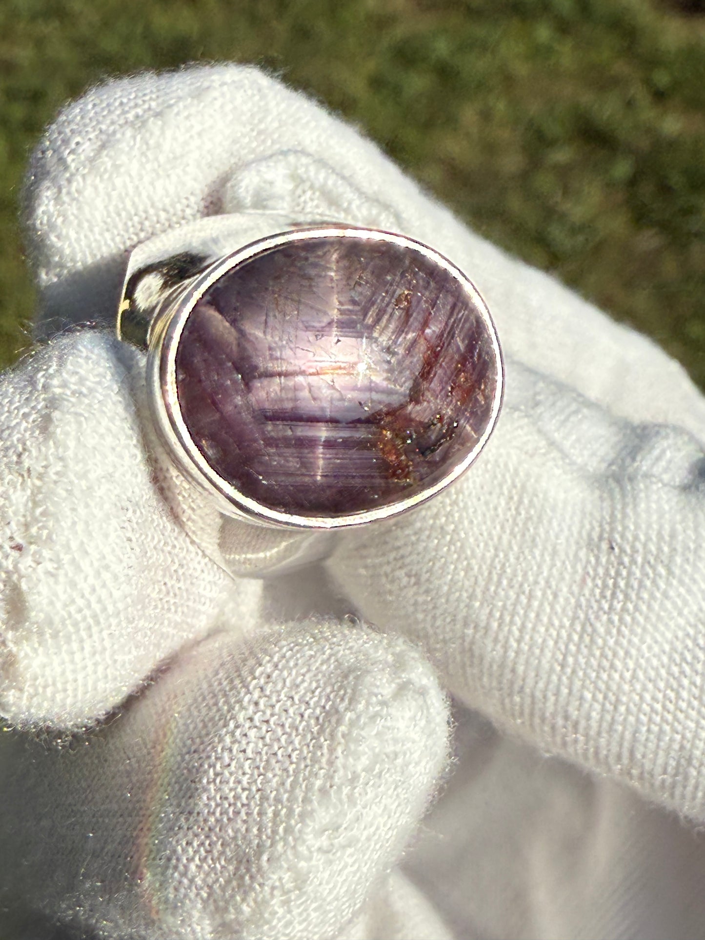 Natural Purple Star Sapphire Sterling Silver Ring | Size 7.5
