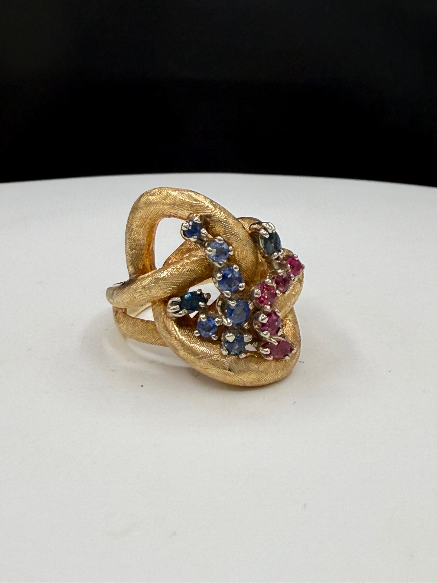 Vintage Untreated Ruby and Sapphire 14k Yellow Gols Ring | Size 8.5 | JBM Signed Designer | 14.45 Grams