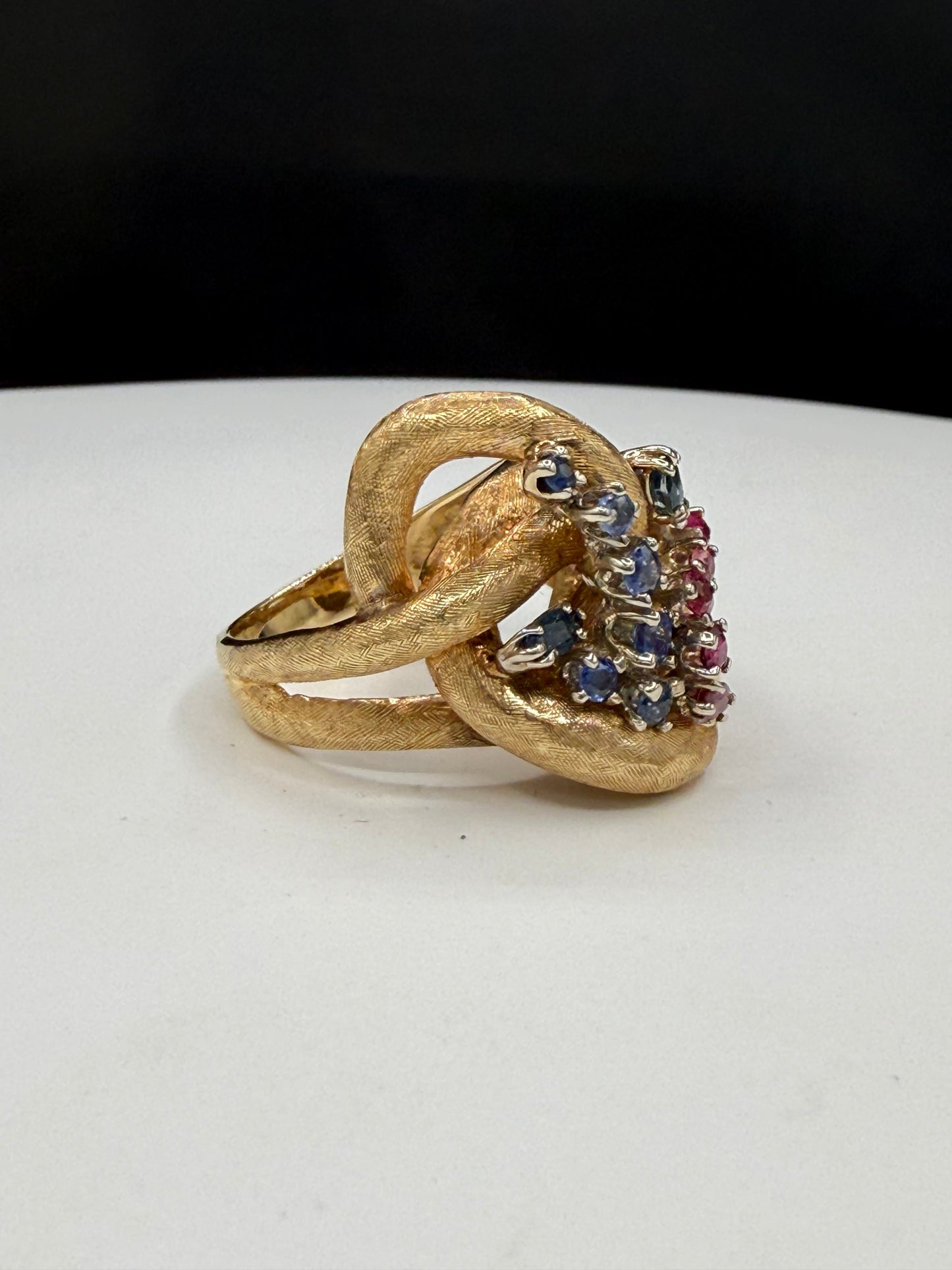 Vintage Untreated Ruby and Sapphire 14k Yellow Gols Ring | Size 8.5 | JBM Signed Designer | 14.45 Grams